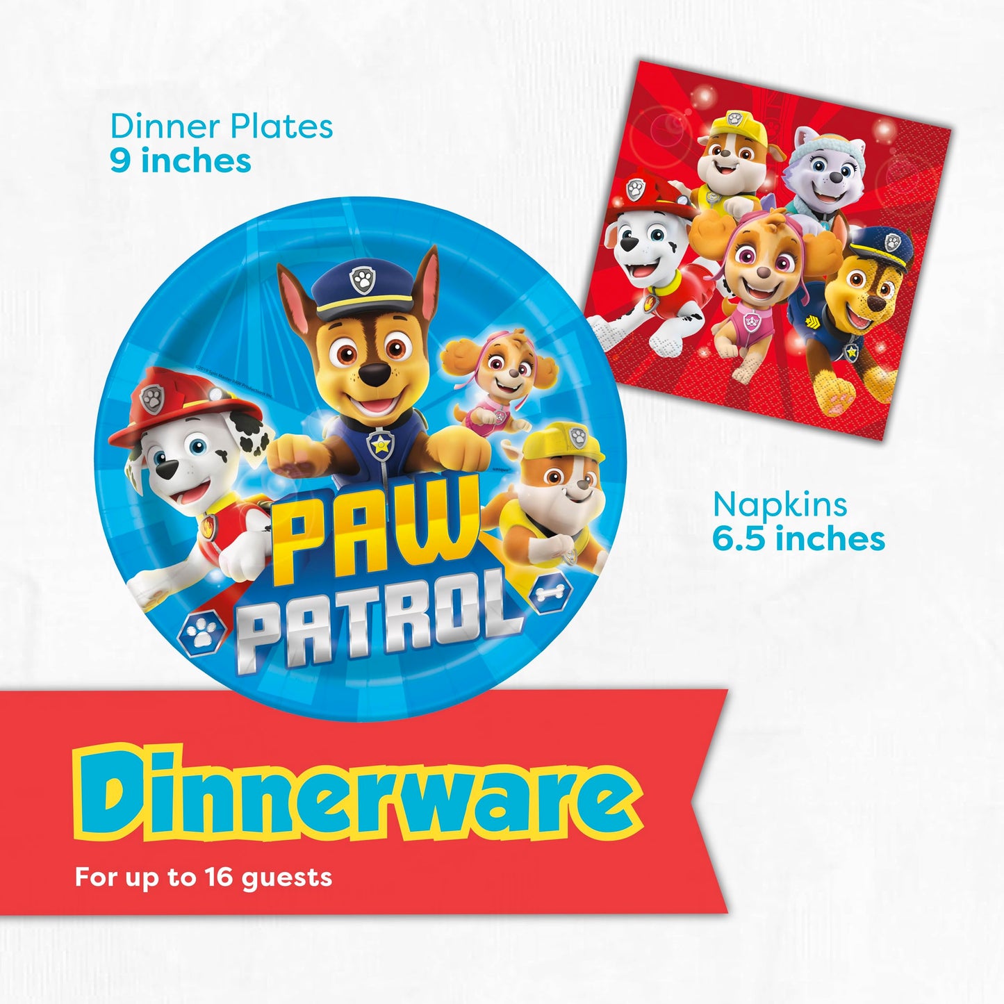 Paw Patrol Birthday Decorations | Serves 16 | Door Poster, Banner, Balloons, Tablecloth, Plates and Napkins, Character Masks, Sticker | Paw Patrol Party Decorations