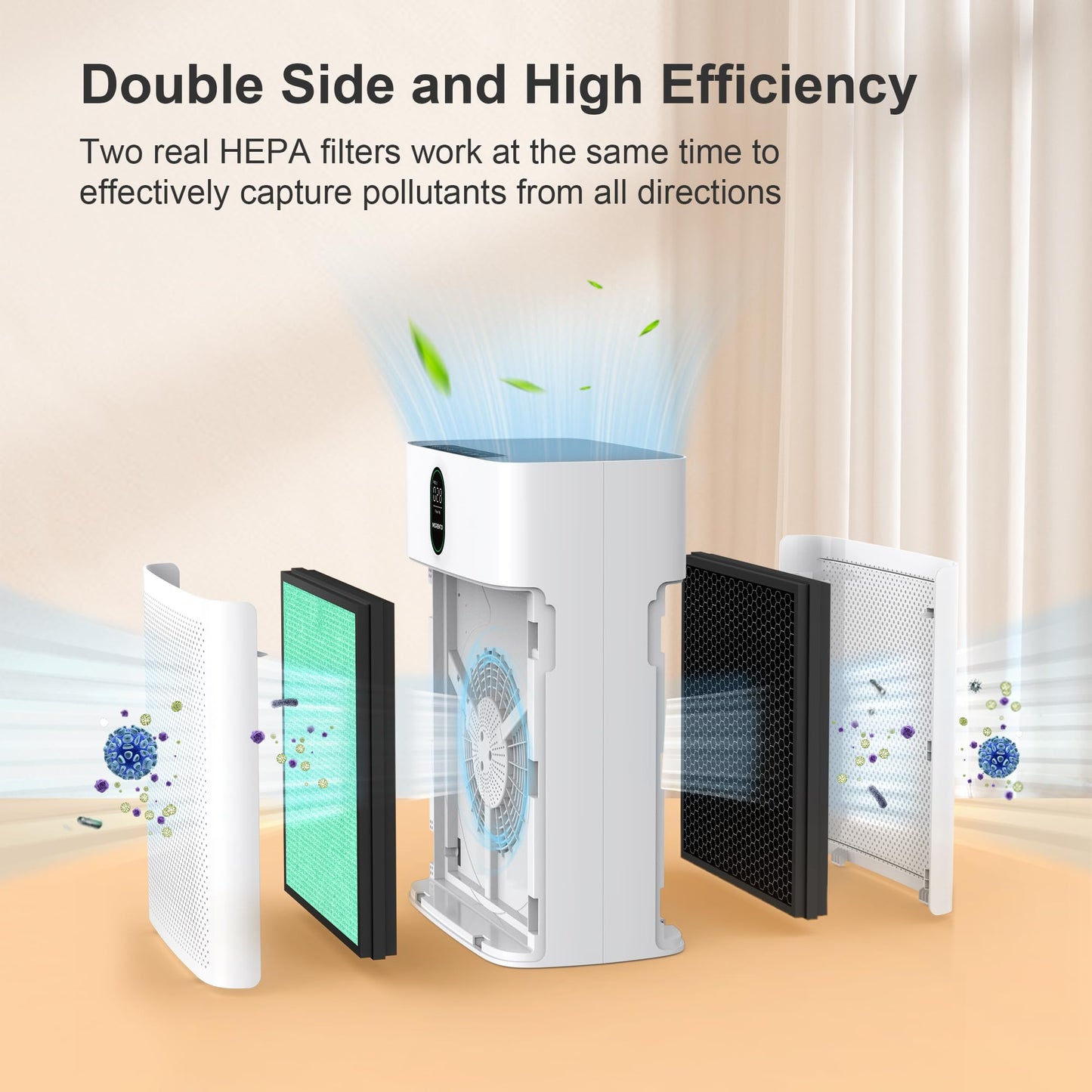 MORENTO 2 Pack HY4866 Genuine Air Purifier Replacement Filter for HY4866 Air Purifier, Pet Dander Version