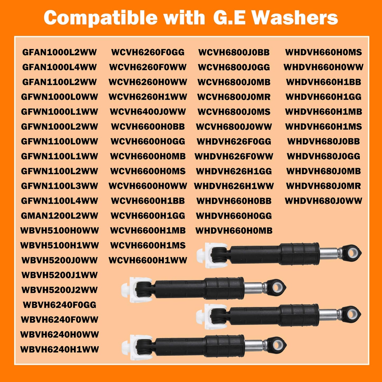 WH01X20826 GFW450SSM1WW GFW450SPM1DG Washer Shock Absorbers Compatible with G.E Front Loading Washers GFWS1700H0WW GFW450SSK0WW GFWN1600J1WW WCVH6800J2WW GFAN1000L2WW GFWN1100H0WW WPDH8800J1MG