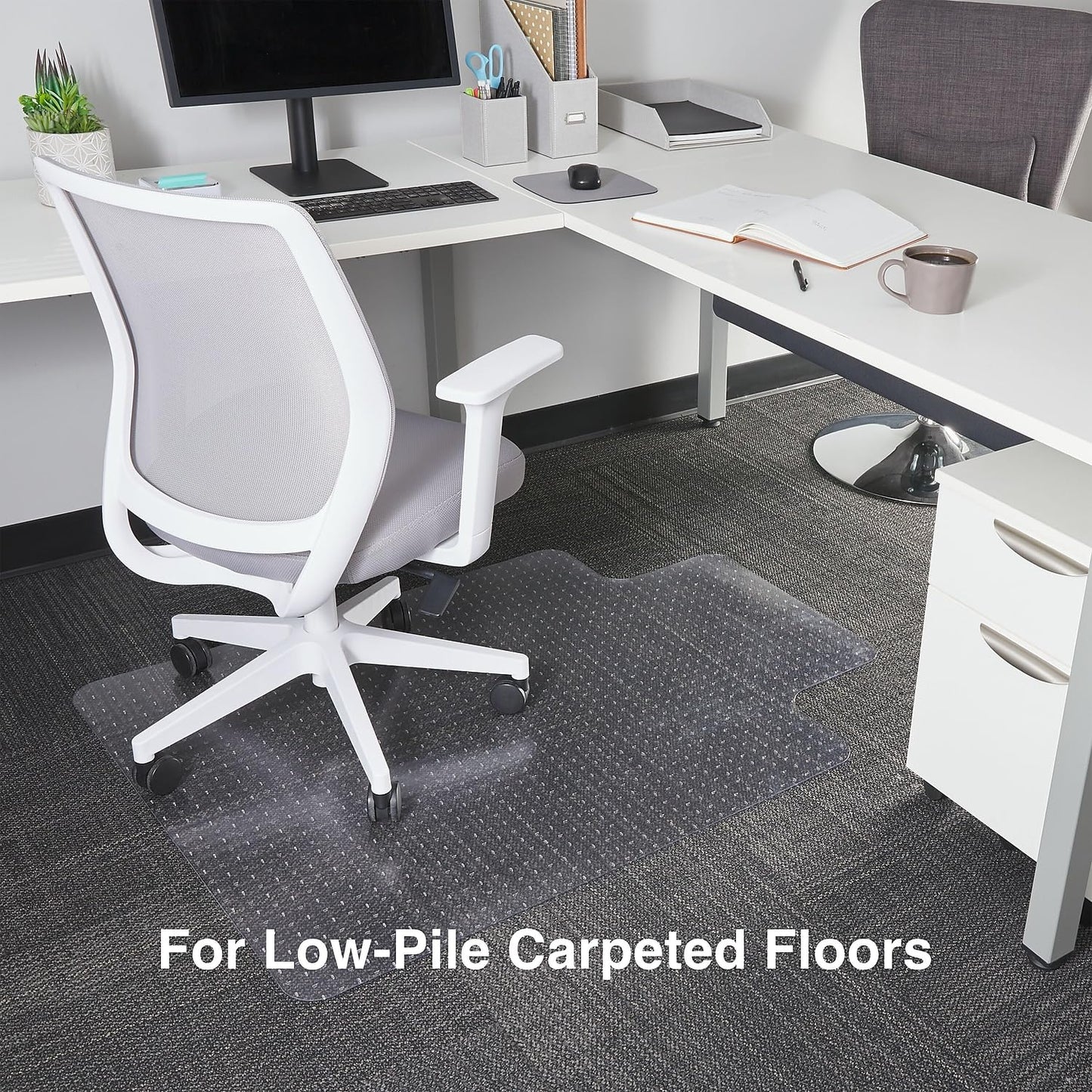 Staples Office Chair Mat, Clear Floor Mats with Lip, Flat-Pile Carpets, Extended Under-Desk Coverage, 35.5" x 47.5 Inch, Smooth Glide