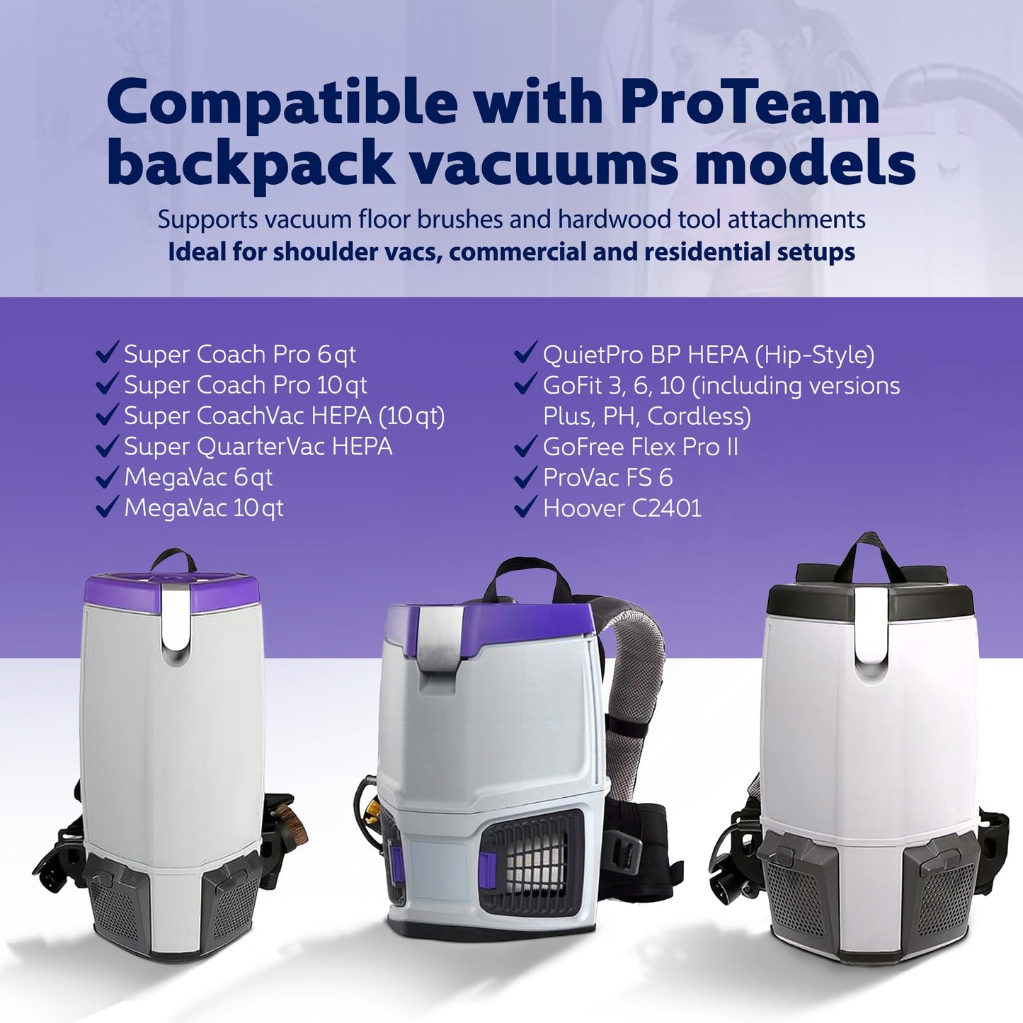 Vacuum Wand Replacement. Compatible with Proteam Backpack Vacuum Parts, Hoover Backpack Vacuum C2401, Floor Tools, 1.5" Fitting size. Parts & Accessories. Vacuum cleaners for Home, Commercial Cleaning