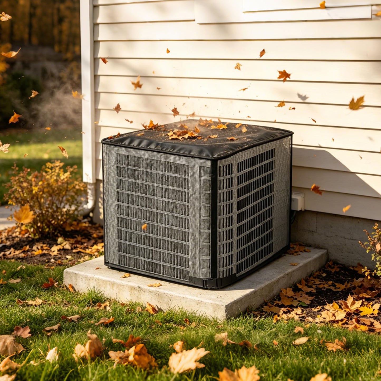 STARTWO 2 in 1 Full Mesh Air Conditioner Covers for Outside with Detachable Waterproof Fabric Top,All Season Outdoor AC Units Cover Against Leaves,Debris,Ice,Snow,36x36x40in