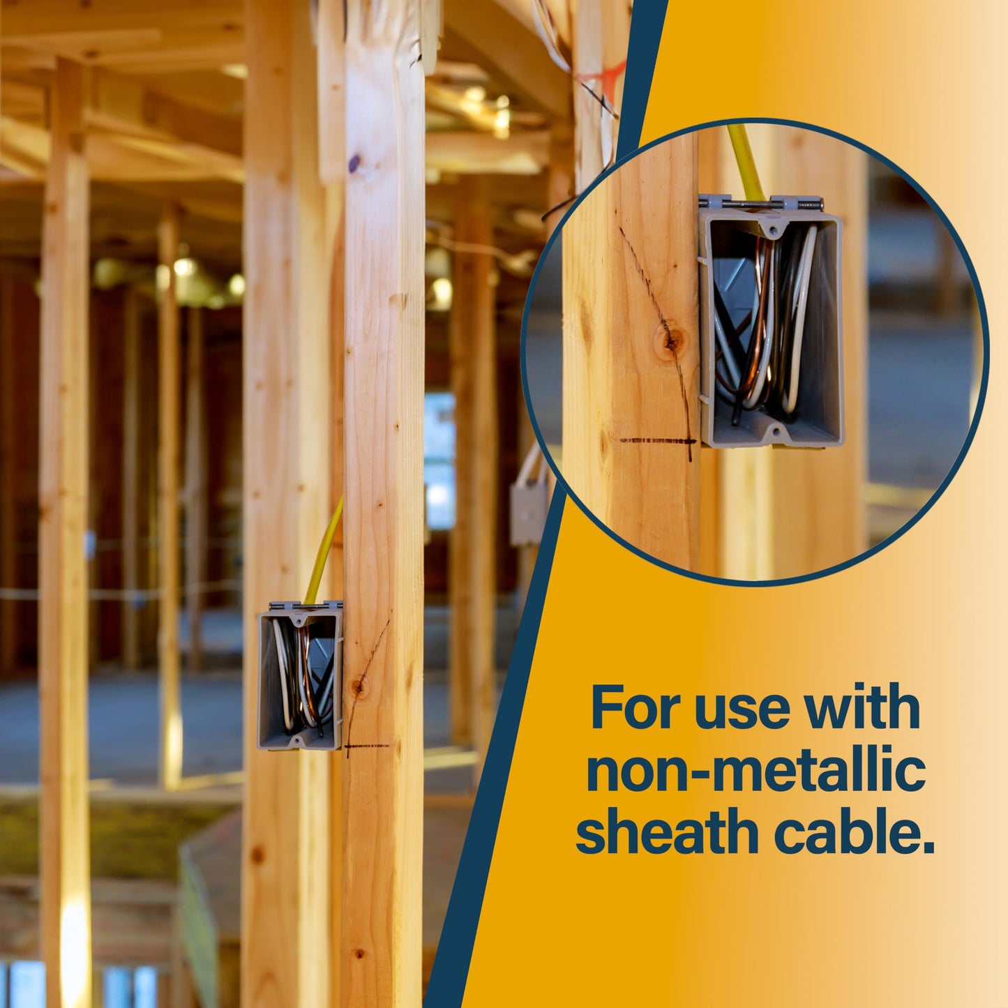 (Pack of 16) Plastic Electrical Box, Grey Outlet Box, Single Gang New Work Junction Box, Captive Nails, 20 cu. Inches, Length 3-5/8'', Width 2-1/8'', Depth 3-1/4''