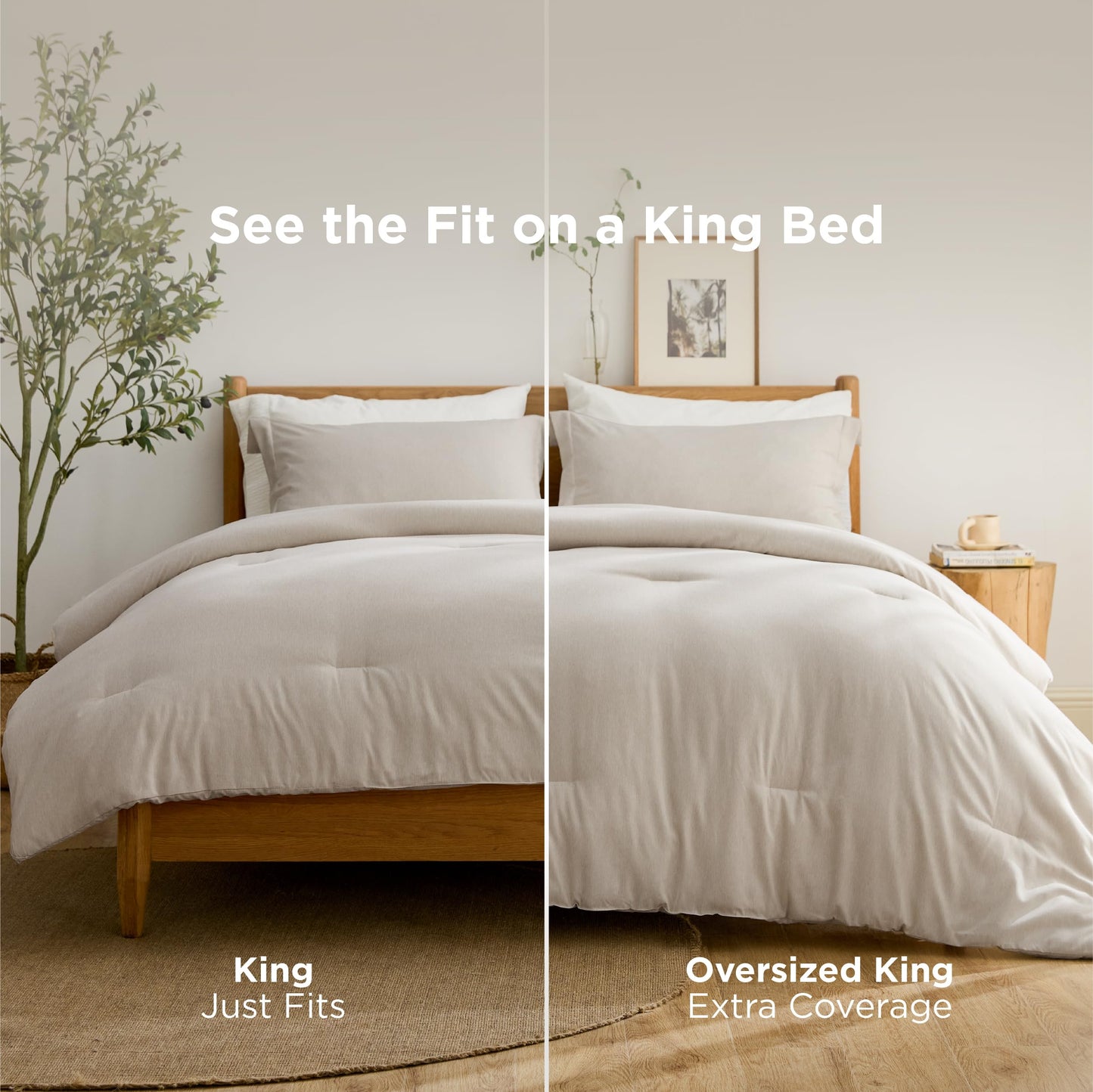 Bedsure King Size Comforter Set - Beige King Comforter Set, Soft Bedding for All Seasons, Cationic Dyed Bedding Set, 3 Pieces, 1 Comforter (104"x90") and 2 Pillow Shams (20"x36"+2")