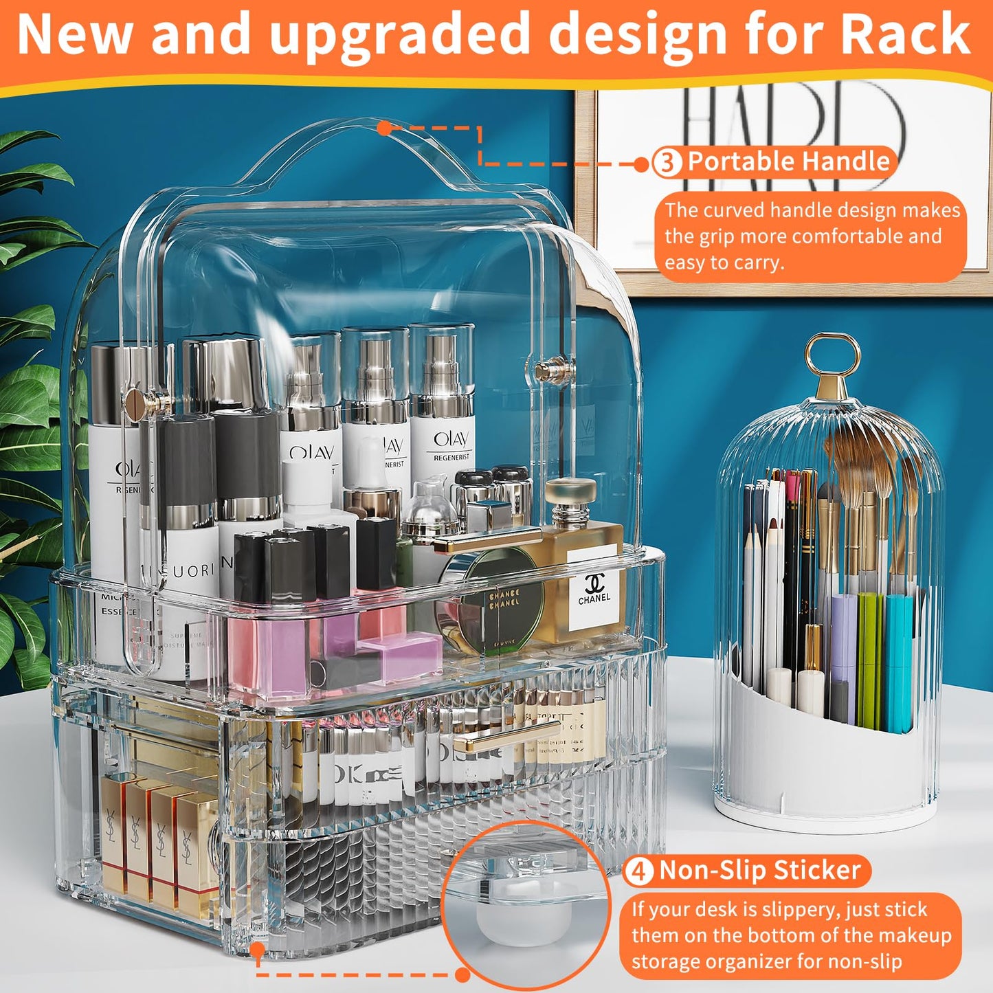 Makeup Organizer, Skincare Holder Bathroom Counter Organizer, Birthday Mothers Day Gifts for Mom Women Teen Girl, Storage Box Cosmetic Display Cases for Vanity, Dresser, Countertop (Clear)