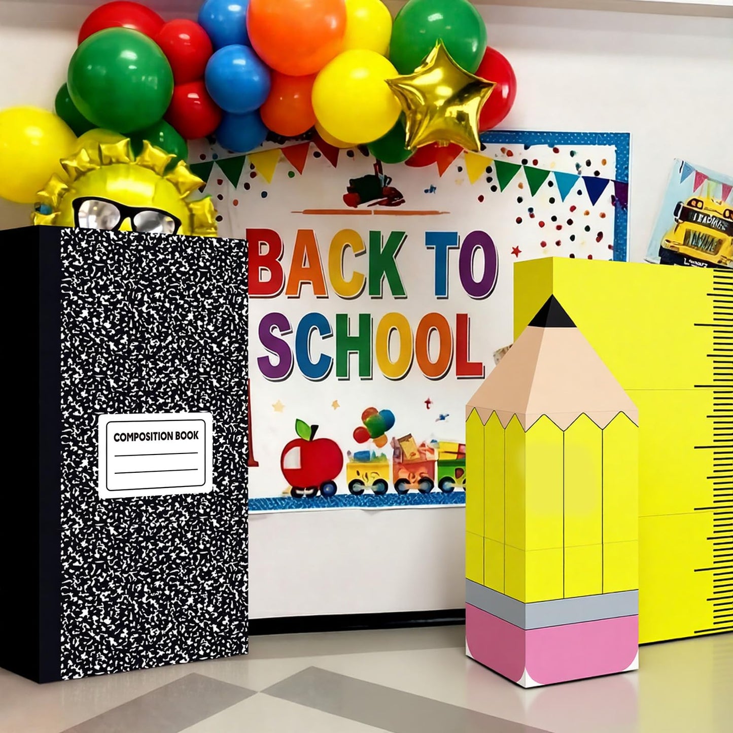YooNotee 47.24" x 23.62" Kindergarten Graduation Decorations Preschool Decoration Giant Pencil Notebook Rulers Boxes Large Classroom Decor Class of 2026 Photo Booth Props for Preschool Kindergarten