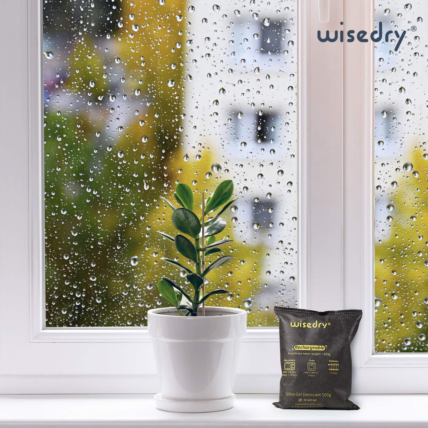 wisedry 4 x 500 Grams [4.4 lbs] Rechargeable Silica Gel Car Dehumidifier, Microwave Fast Reactivated Desiccant Packets Large for Gun Safe Closet Basement Garage Storage Moisture Absorber Bag Reusable