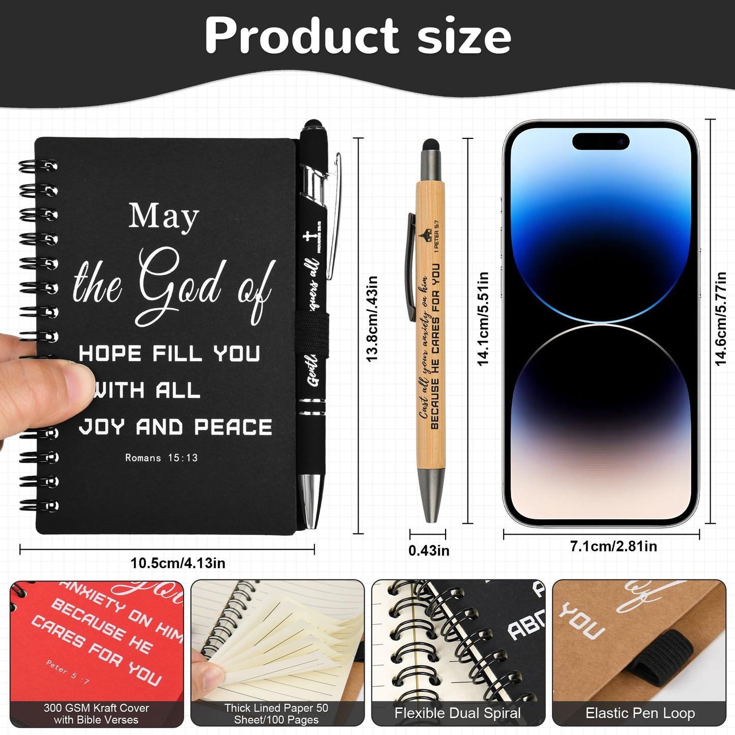 Christian Prayer Journal Spiral Notebooks Bulk with Pens - Small Notepads (4.13”x5.43”) - Father Day Gifts for Women ,Church Members & Bible Study Groups (30 sets multicolor)