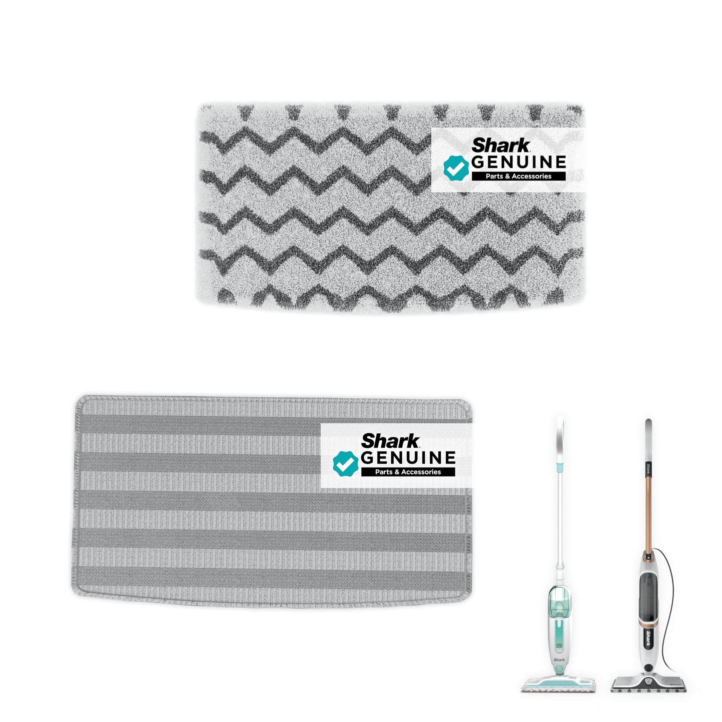 Shark Genuine Steam Mop Replacement Pads 2 Pack – 1 Dirt Grip & 1 Scrub Pad Included, Machine Washable, Designed for Sealed Hard Floors, Compatible with Shark S1000 & S2000 Series ONLY, 1153FCS2000