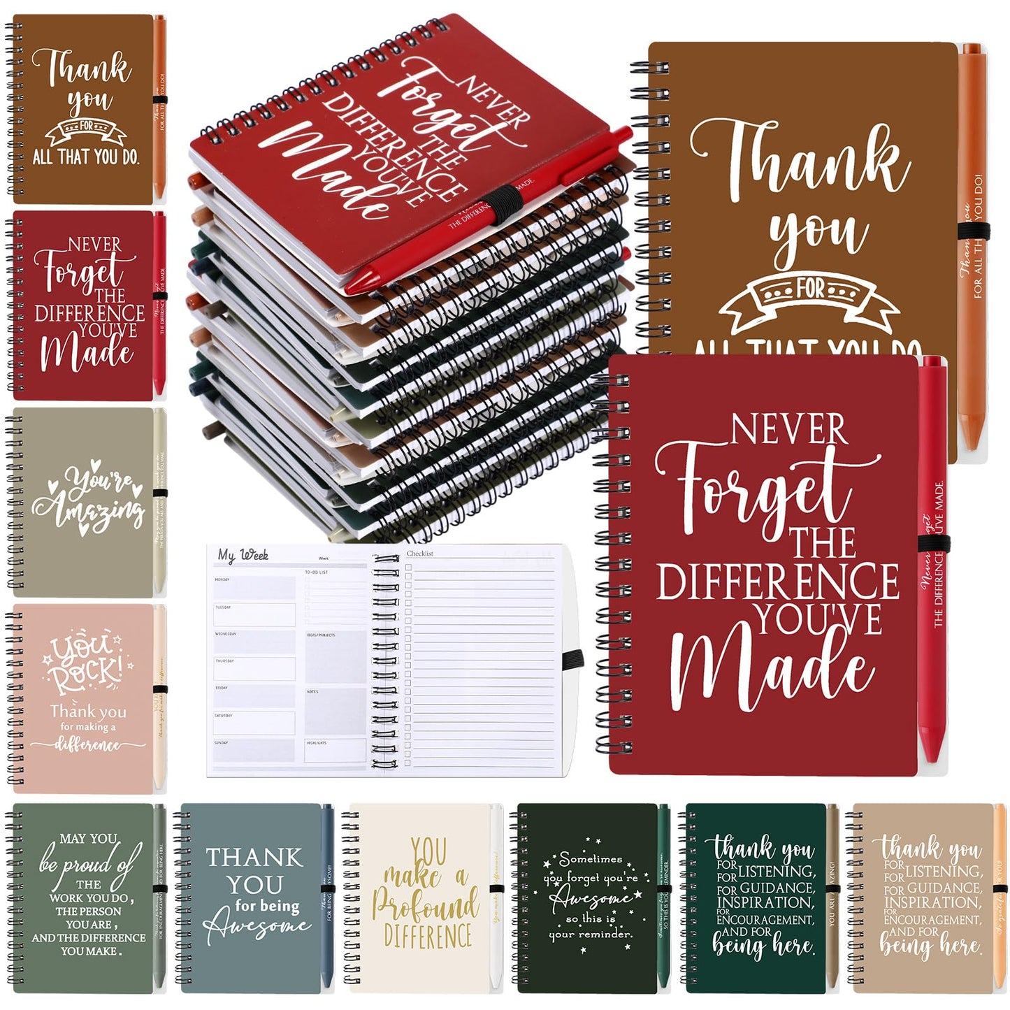 Tellingyou Bulk Employee Appreciation Gifts A6 Notebook with Pens CNA Week Appreciation Gifts Thank You for Team Office Coworker Staff Graduation Teacher Volunteers(Joyous Colors,100 Pcs)