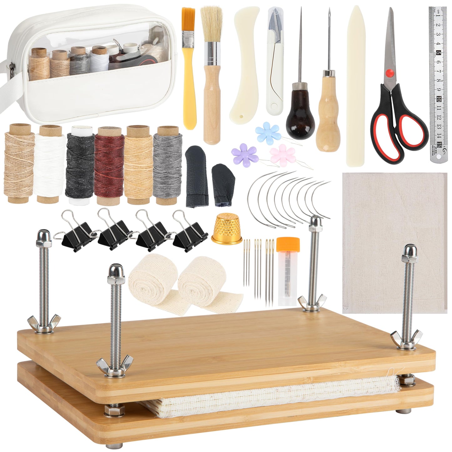 pamctry 50 Pcs Book Binding Kits for Beginners - Complete DIY Kit with Tools & Instructions, 11.6 x 7.8 Inches