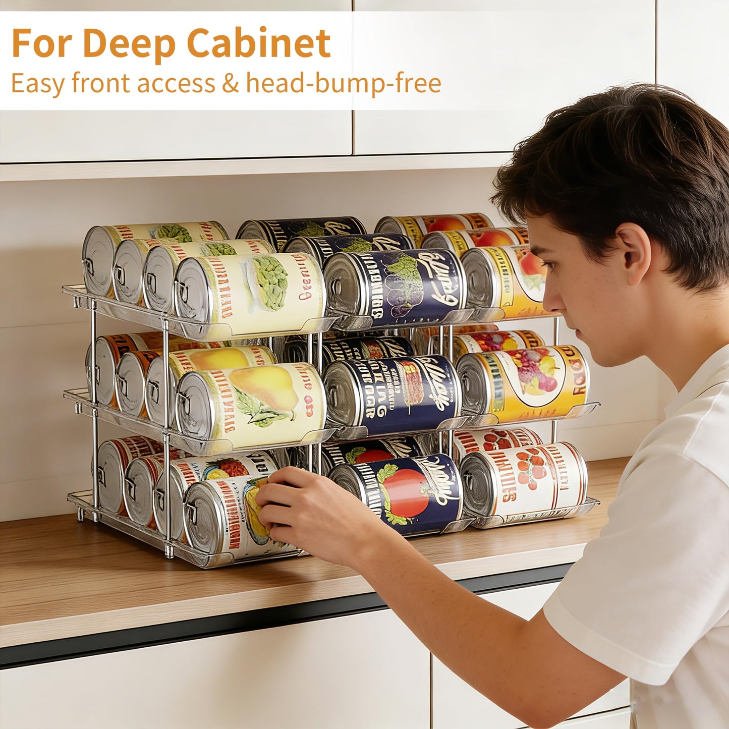 LXLXXL Can Organizer For Pantry Canned Food Goods Organizer For Cabinet Clear Automatic Rolling Can Storage Organizer Pantry Holders Rack, Holds Up to 36 Cans