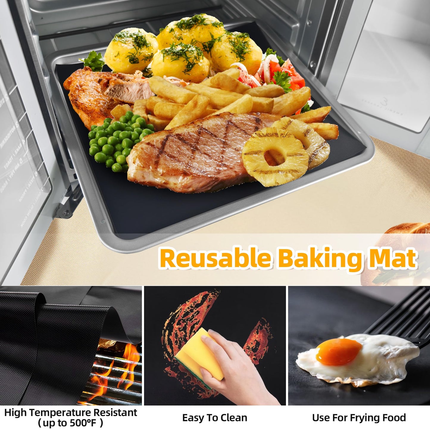 Air Fryer Accessories for Emeril Lagasse 26 Qt Extra Large & Everyday 360, Emeril Lagasse Air Fryer Basket and Pans for Oven with 100Pcs Disposable Parchment Paper, 4Pcs Reusable Teflon Mat