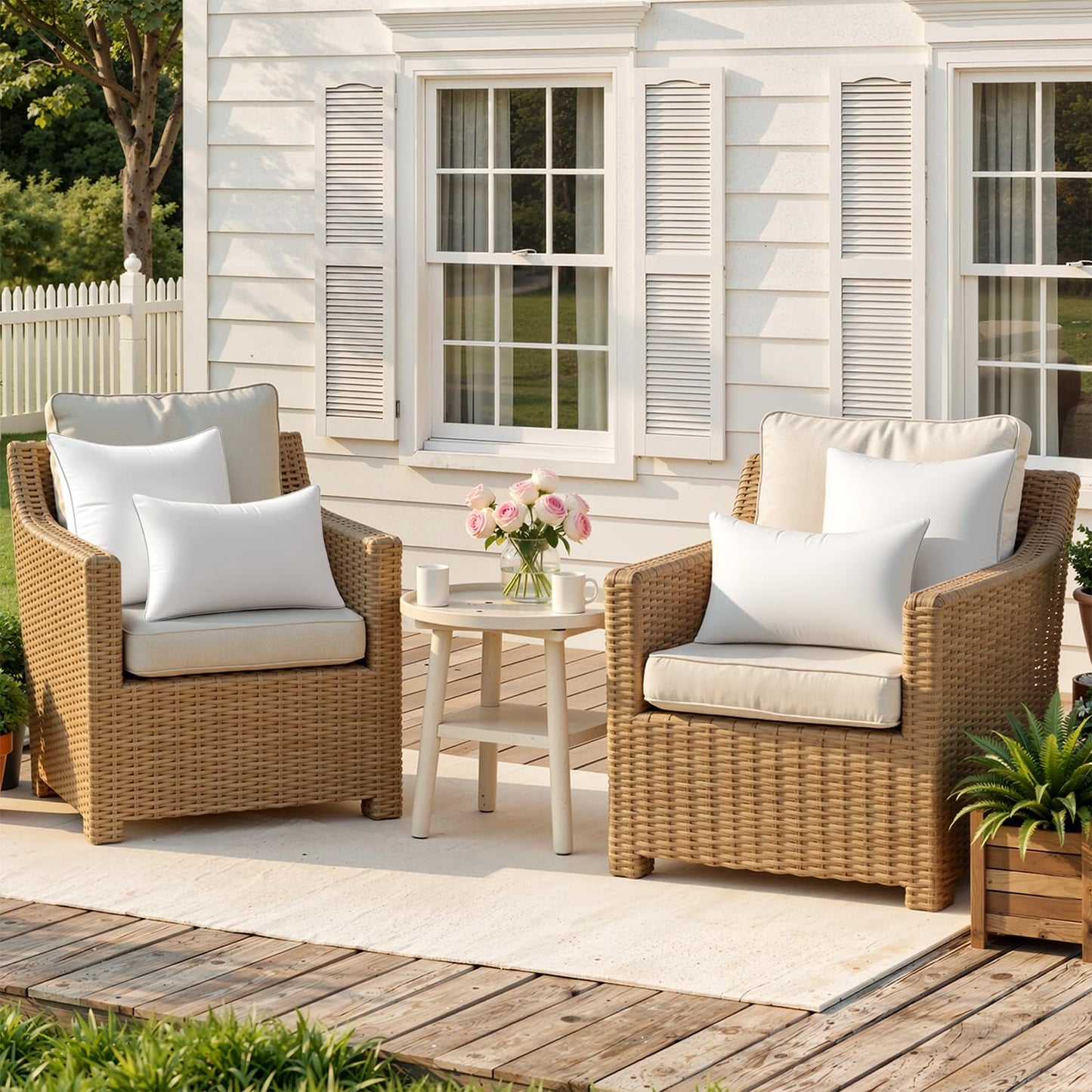 MIULEE Pack of 2 20x20 Outdoor Pillow Inserts, Waterproof Decorative Square Throw Pillow Inserts for Patio Sofa Garden Porch Couch