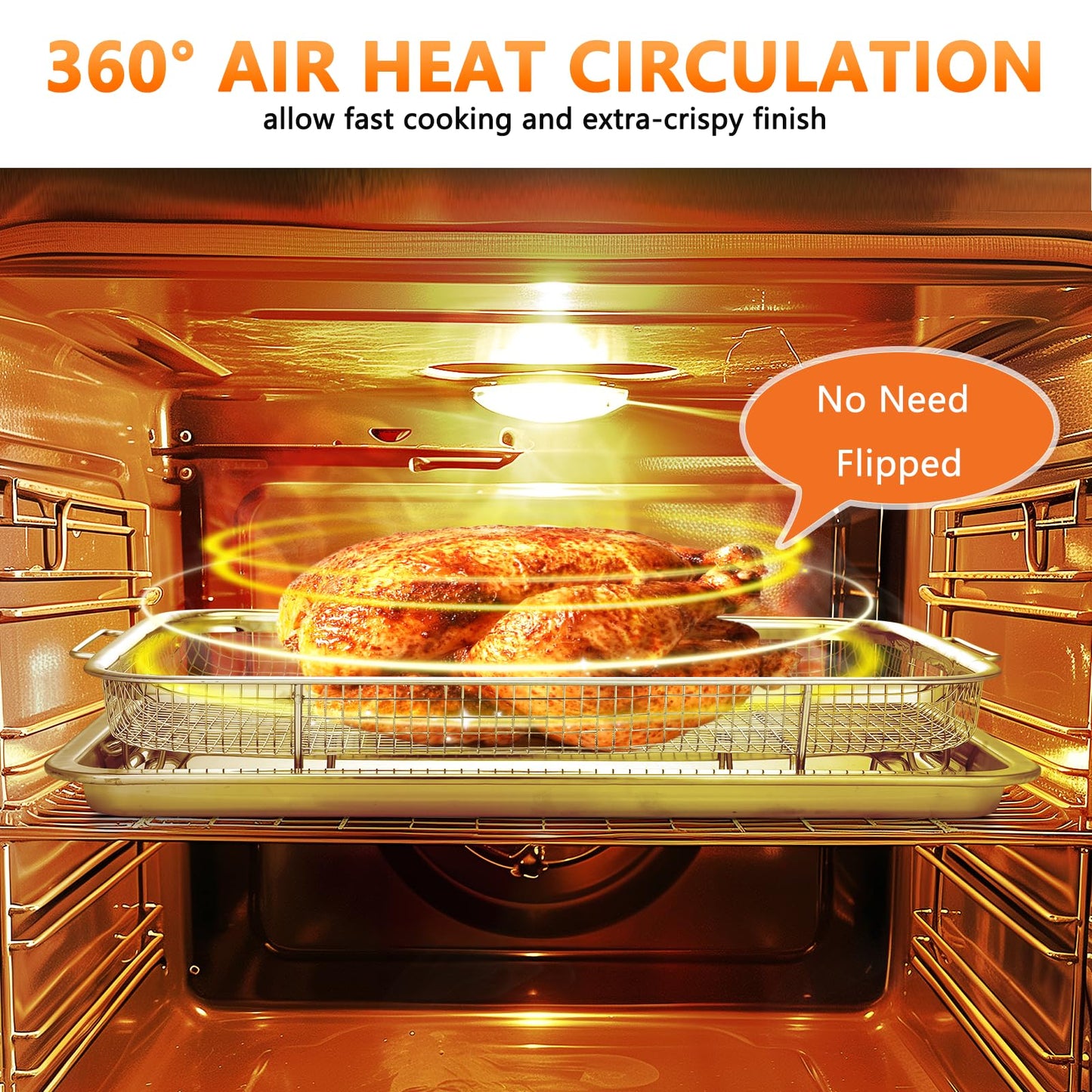 Air Fryer Basket for Oven, 2 Set Oven Air Fryer Basket and Tray with 60 PCS Parchment Papers, Stainless Steel Air Fryers Pan and Crisper Tray for for Baking Cooking and Frying(15.6"X11.6" & 13"X9.7")