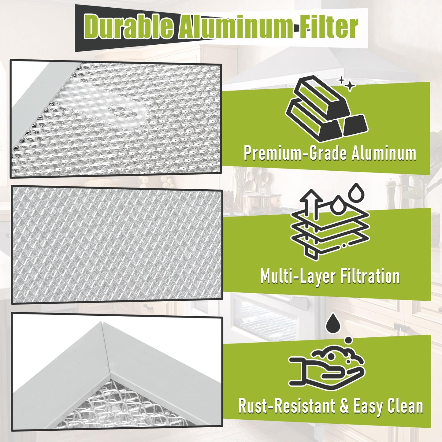 W11177751 W10419114 Aluminum Range Hood Filter (11-1/2" x 17-1/4" x 3/8") Compatible with Whirlpool UTX5230BDS0 UXT5230BDS1,etc Replace W10834041-2 Pack