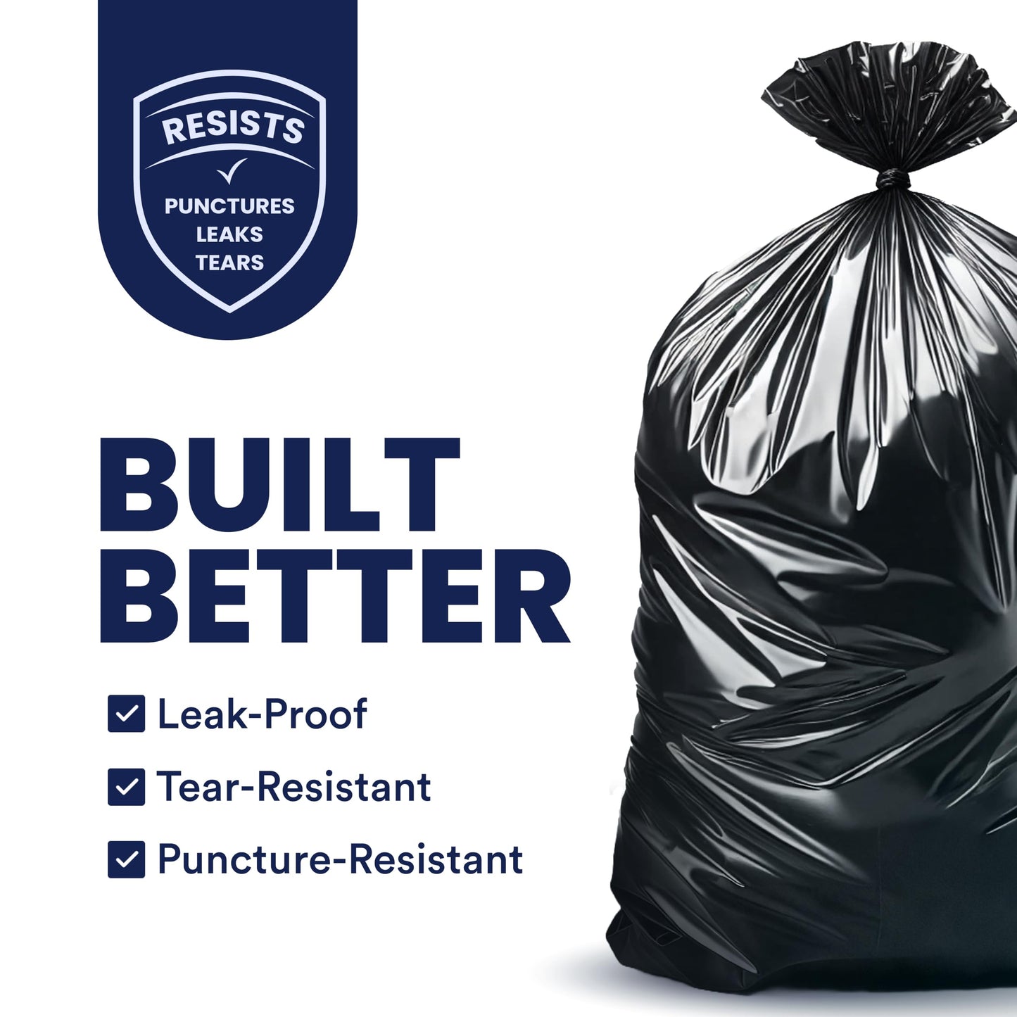 Plasticplace 55-60 Gallon Trash Bags │ 2.0 Mil │ Black Heavy Duty Garbage Can Liners │ 36” x 58” ,50 Count, Black (Pack of 1)
