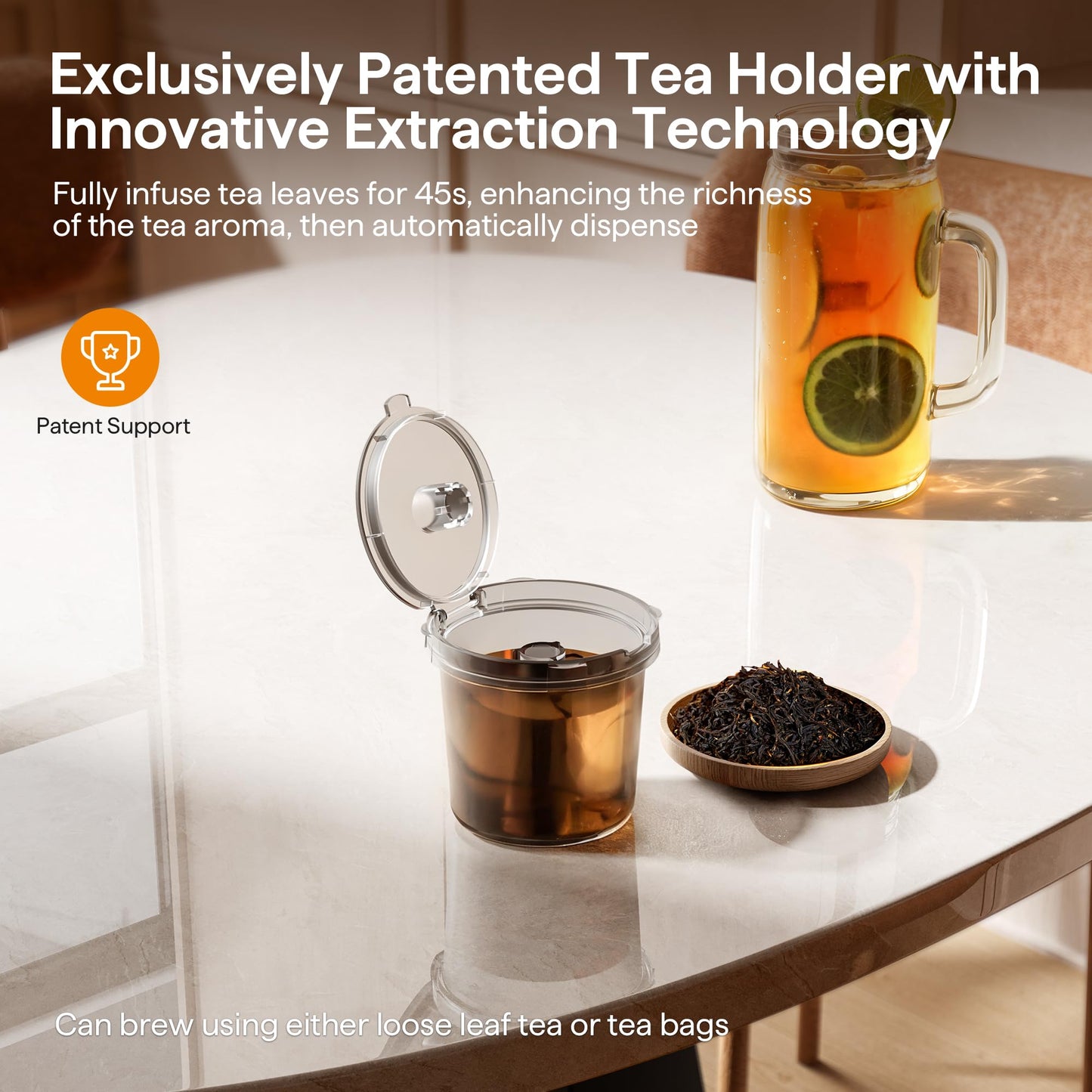 Tastyle Single Serve Coffee Maker for K Cup, Ground and Tea Leaves, Hot and Iced Coffee Machines with Bold Setting, 6 to 16 Oz Brew Sizes, Compact for Small Spaces, Black (2.0 Version)