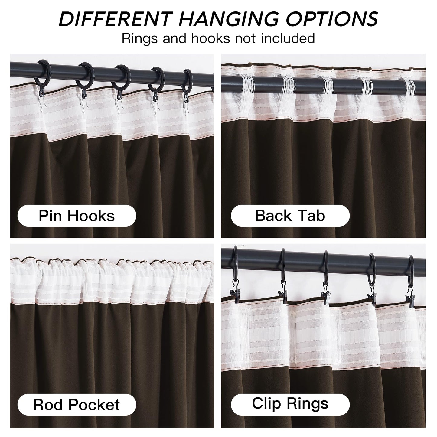 RYB HOME Brown Blackout Curtains 84 inches Long Velvet, Room Darkening Thermal Insulated Drapes with Hook Belt for Bedroom Home Theater, W 52 x L 84 inches, 2 Panels Set