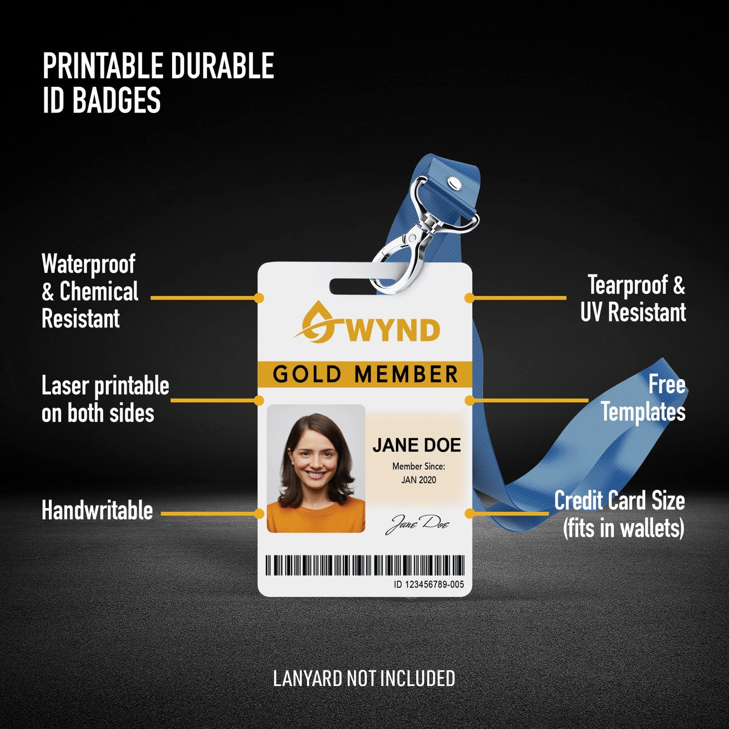Avery Durable Tall ID Badges for Lanyards, Laser Printable on Both Sides, Blank White, 80 Total, 3.375" x 2.125" (61612)