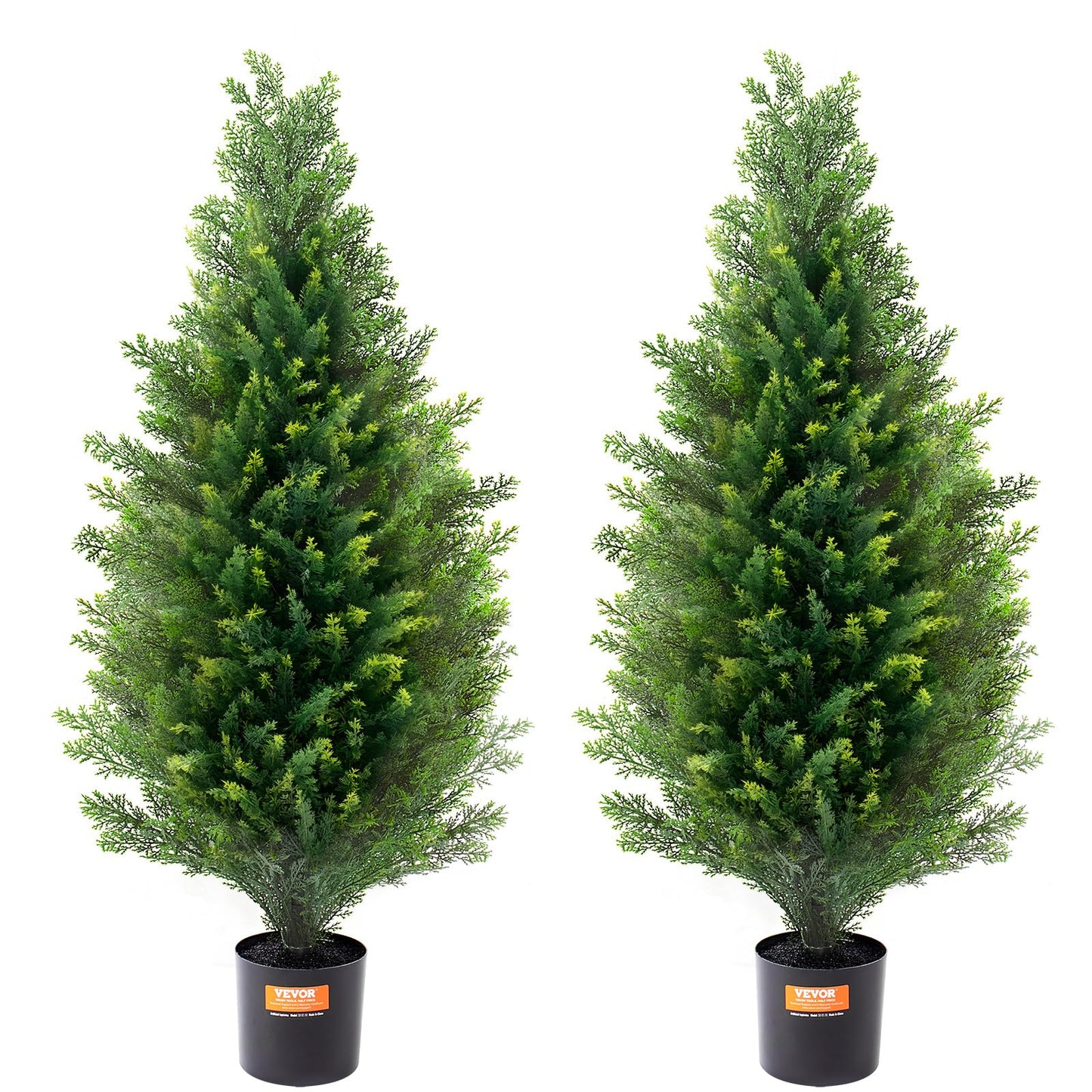 VEVOR Artificial Topiary Cedar Tree, 36 inch Tall (2 Pieces), with Extra Leaves & Pot Faux Evergreen Fake Pine Cypress Trees Plant, UV Rated Artificial Greenery Set for Home Decor Indoor/Outdoor