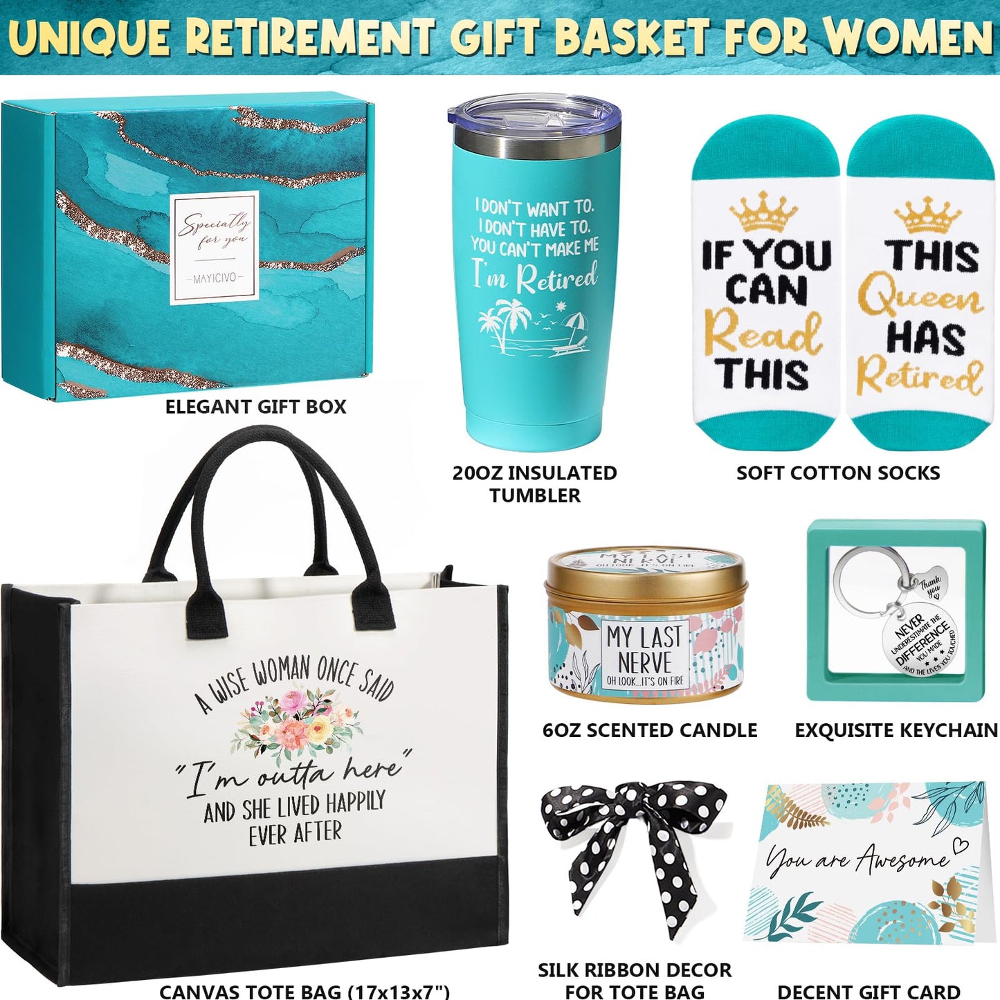 Retirement Gifts for Women 2026, Best Cool Retirement Gifts for Coworker Teacher Nurses Boss Friends Mom Grandma Retirees, Coworker Farewell Leaving Going Away Gift with 20Oz Tumbler Canvas Tote Bag