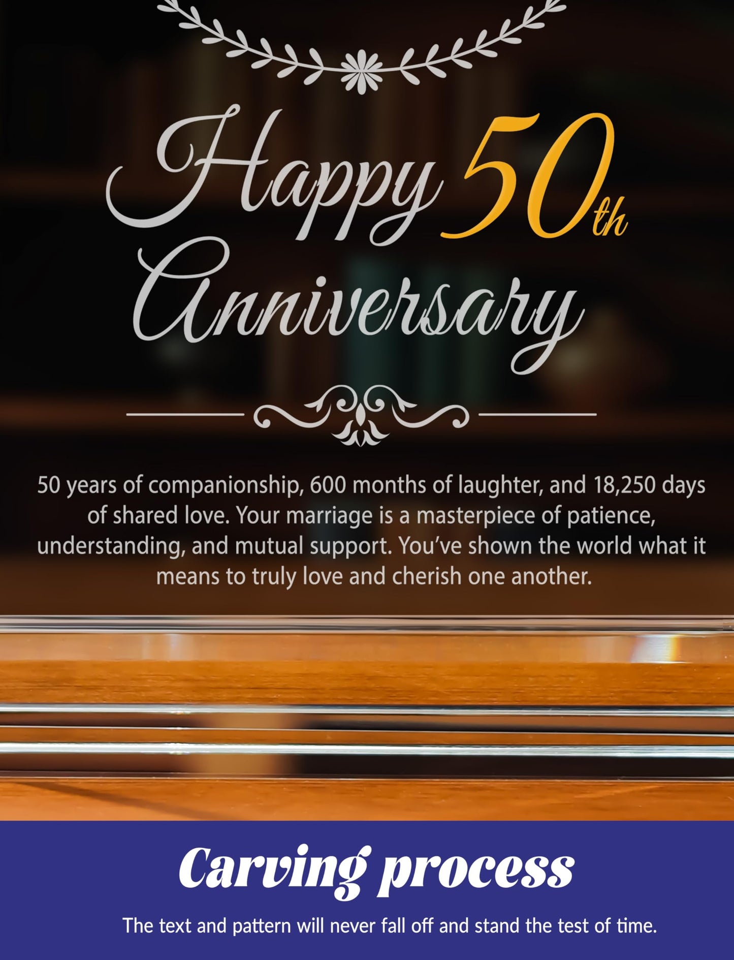Sttokilly 50th Wedding Anniversary Crystal Quartz Clock,50 Years of Marriage Gift,Happy Golden Anniversary Decoration Gift,for Parents,Grandparents,Couple