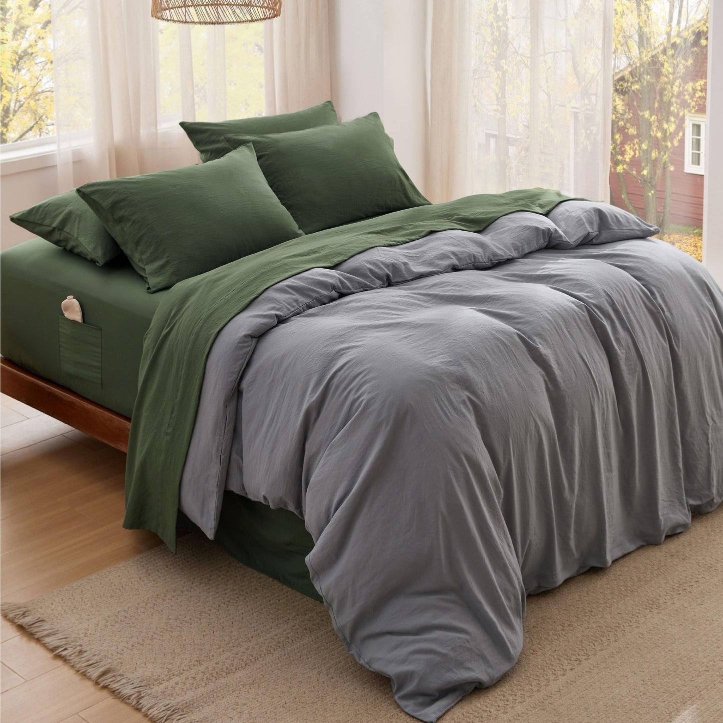 Bedsure Deep Pocket King Sheet Set - 6 Piece, Prewashed Ultra-Soft King Size Sheets Set, Fits Mattresses Up to 18 Inches Thick, Breathable & Secure Fit, Hotel Luxury Bedding, Olive Green