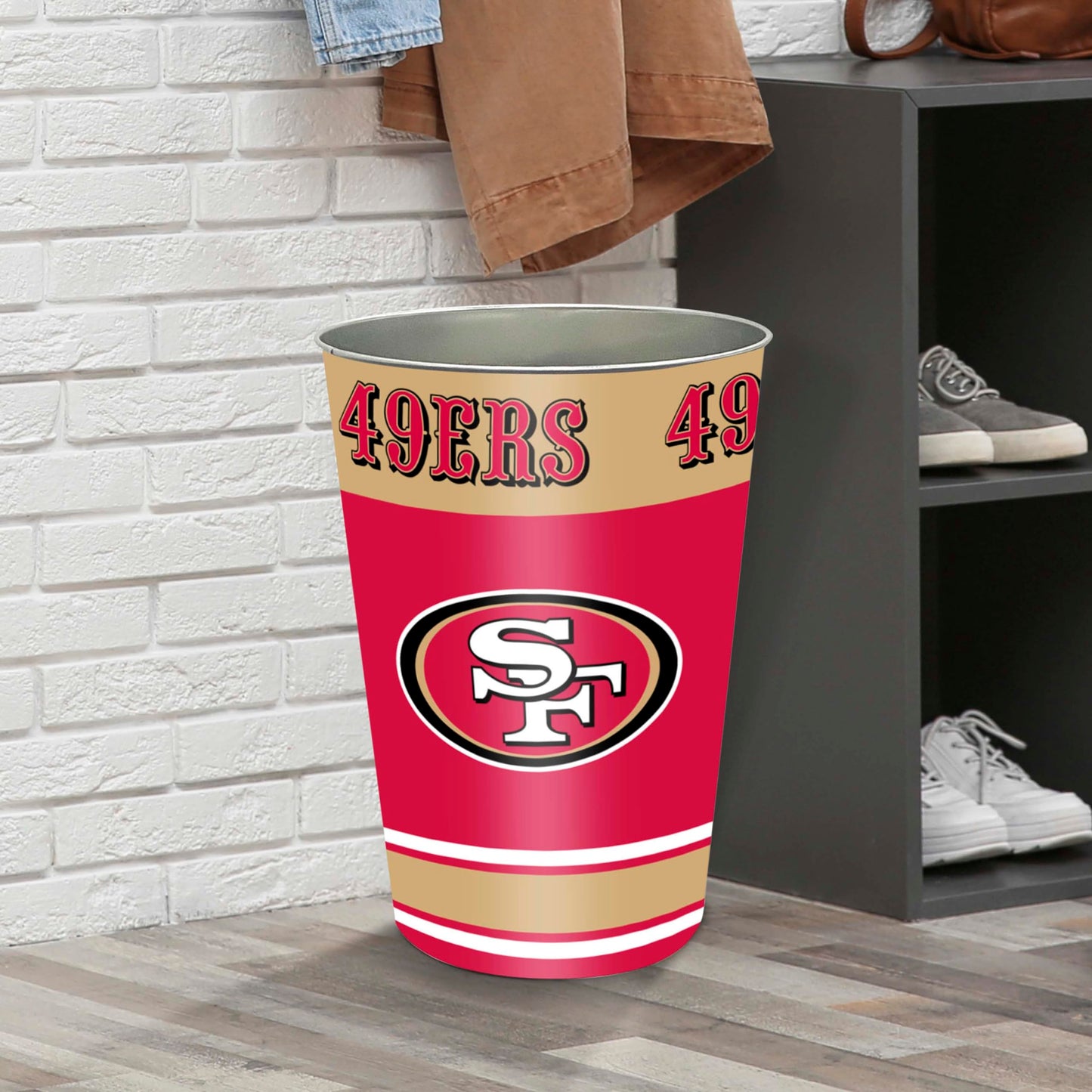 FANMATS NFL - San Francisco 49ers Wastebasket | Red | 15"x10.5"x10.5" | Primary Logo, Helmet, & Wordmark