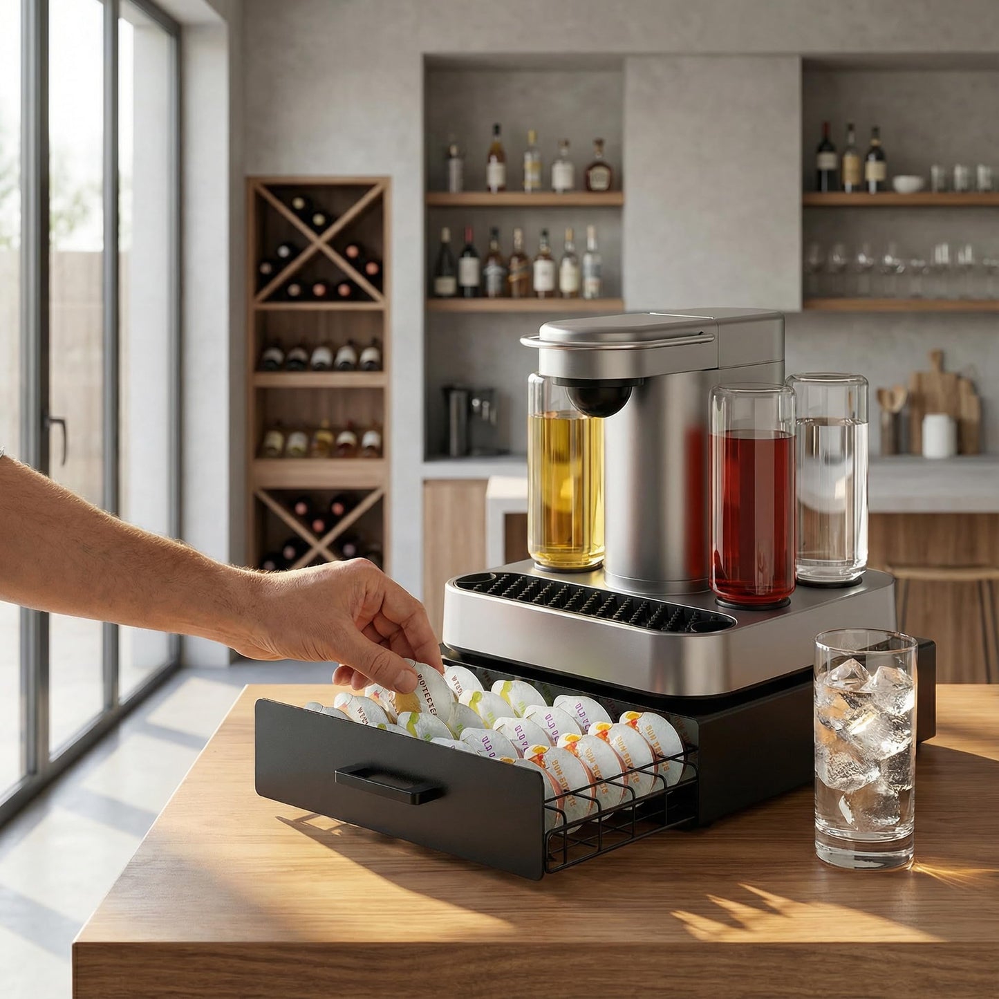 ZECENN Storage Drawer for Bartesian Pods, Cocktail Pod Holder for Bartesian Capsules Compatible with Bartesian Cocktail Machine, Hold 40 Pods, Countertop Organizer Bar Accessories- Black
