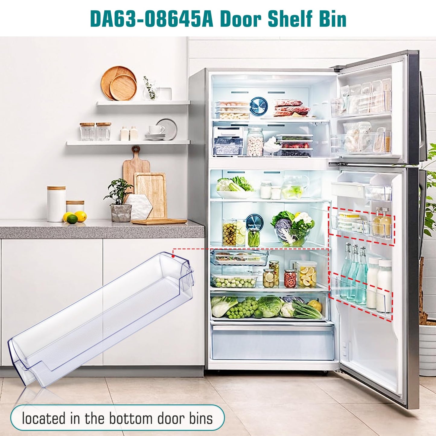 DA63-08645A Refrigerator Door Shelf 1Pack, RT18M6215SR Door Shelf Replacement Compatible with samsung Refrigerator Model: RT18M6215SR RT18M6215SG RT18M6213SR, RT18M6215SG/AA shelf Replace for 4864777