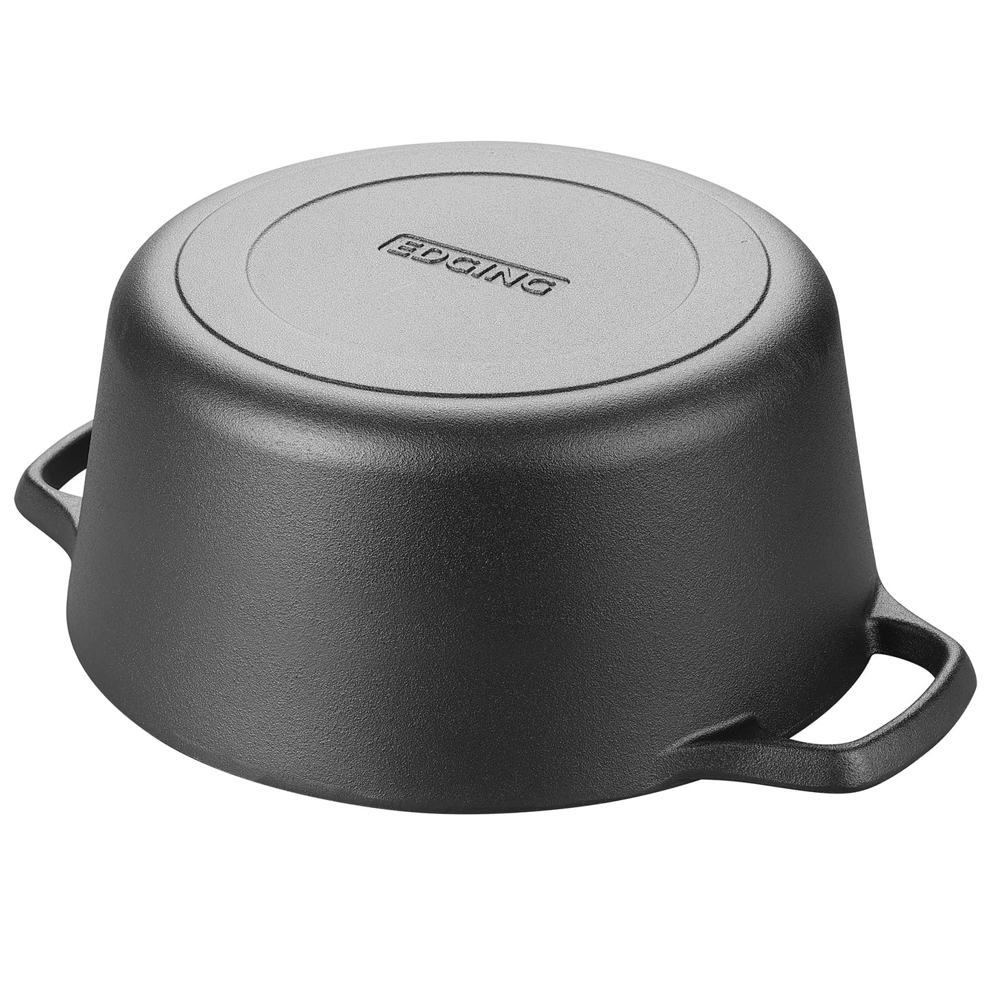 EDGING CASTING Pre-Seasoned Cast Iron Dutch Oven Pot with Skillet Lid Cooking Pan, 2-in-1 Sourdough Bread Baking Pan with Proofing Basket and Baking Supplies, 5QT