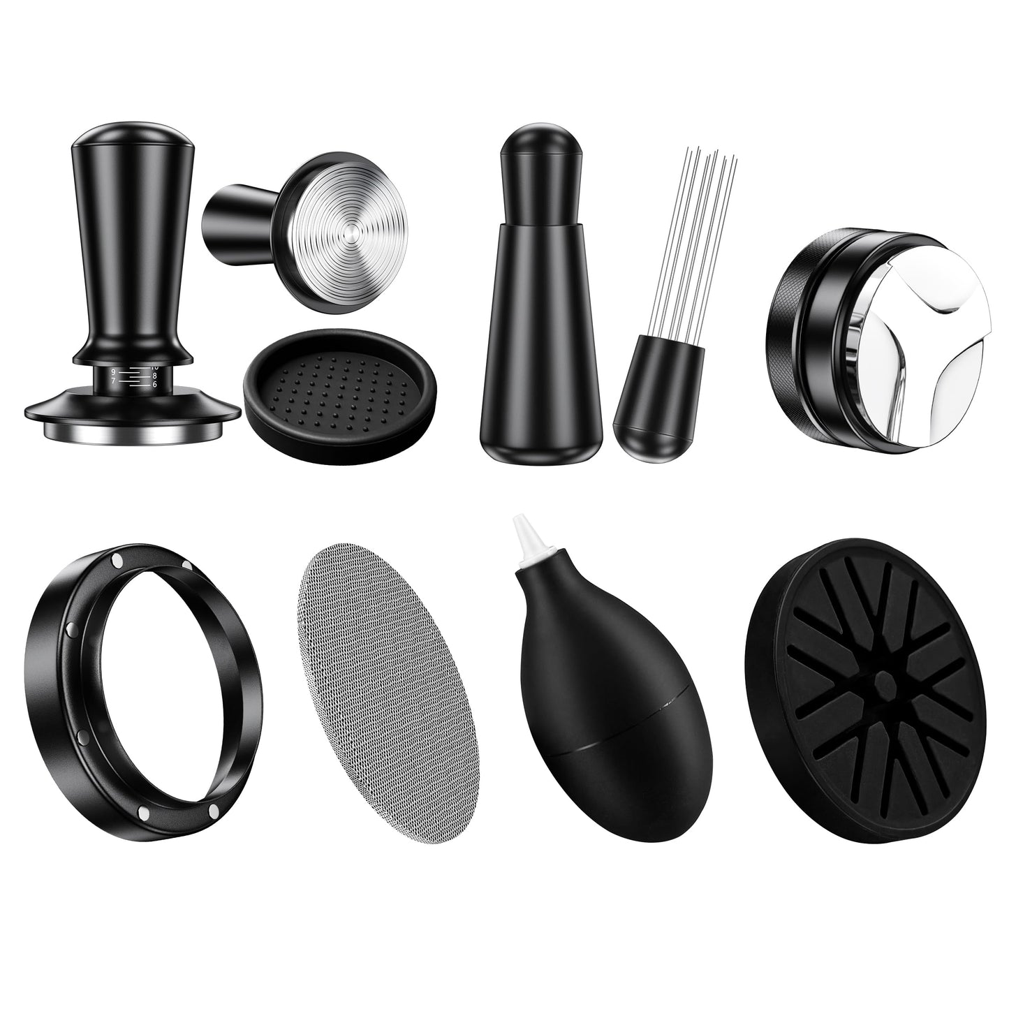 YOZYU 8 Pack Espresso Accessories Kit,54mm Espresso Tool Kit | Coffee Distributor Tamper | WDT Tool | Dosing Funnel | Expresso Puck Screen | Christmas Gift for Espresso Lovers