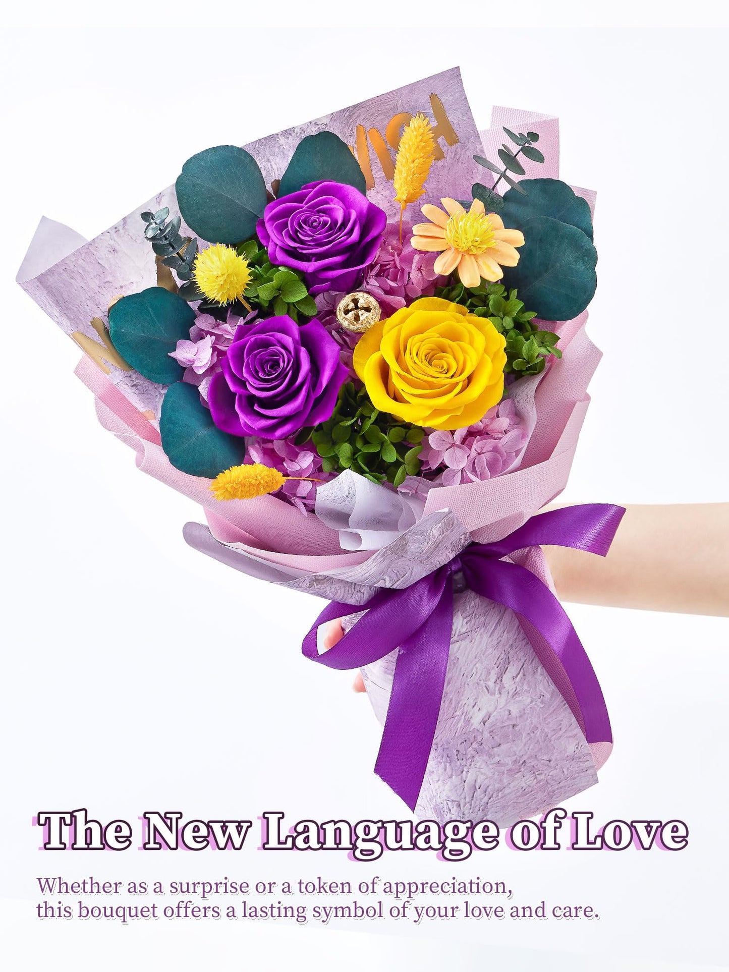 Beaulasting Roses Flowers for Delivery Prime Forever Flowers Preserved Roses Bouquets Purple Flower Birthday Gifts for Women Valentine's Day Mothers Day Graduation