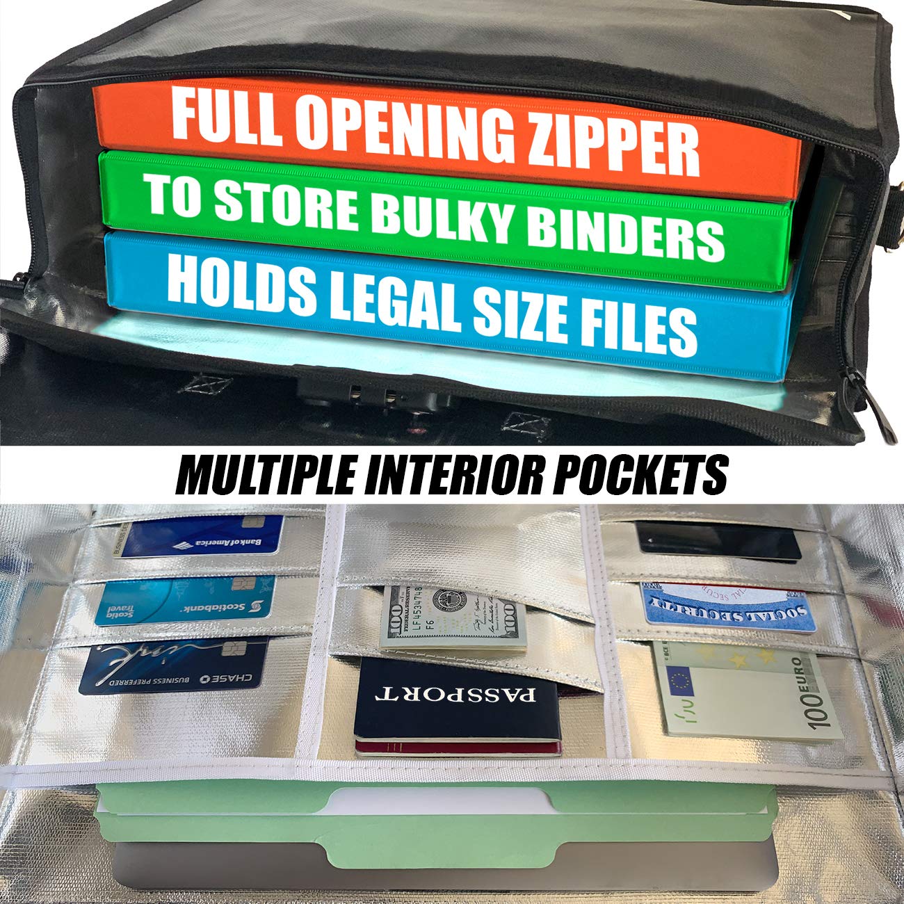TRIKTON XXL Fireproof and Waterproof Document Bag with TSA Lock (17.5x13x5 in) High-Viz, Flexible Fireproof Bag for A3 & Legal Size Files, Safe Box Alternative for Home Office & Travel