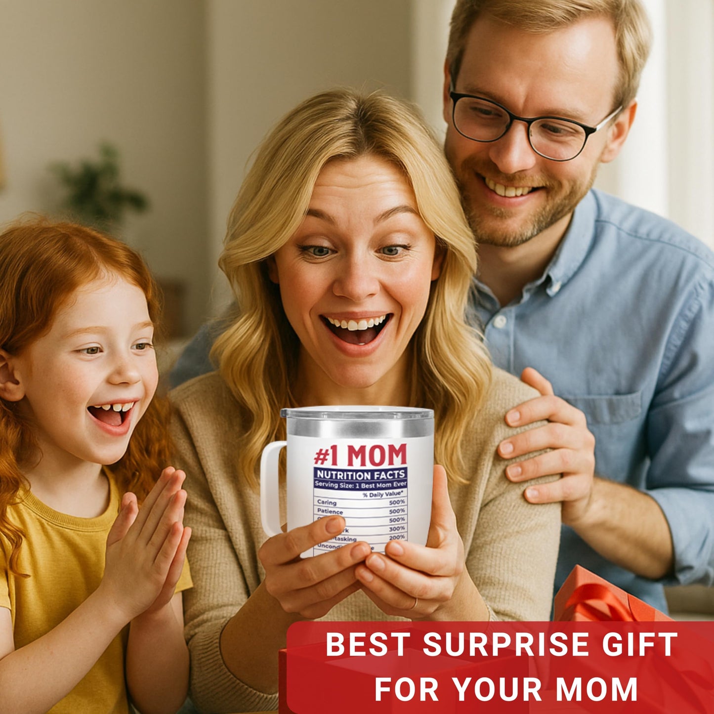 CHUSUKASU Gifts for Mom, Funny Birthday Present from Daughter Son, You Are A Really Great Mom Mug Tumbler 14Oz - Insulated Coffee Cup with Lid and Gift Box