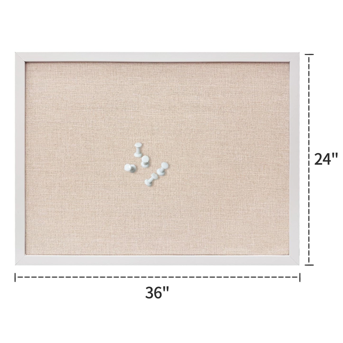 24'' x 36'' Linen Bulletin Board, Large Corkboard, White Oak Frame Linen Cork Board, Vision Board and Decorative Hanging Pin Board