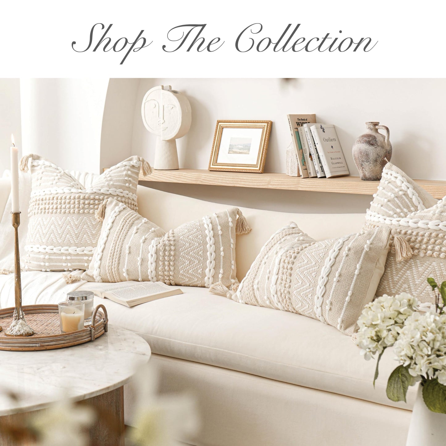 BlissBlush Pure White Decorative Lumbar Pillow Cover 14x36, Boho Long Throw Pillow for Bed, Accent Lumbar Throw Pillow Case, Modern Farmhouse Textured Lumbar Cushion (Cover ONLY)