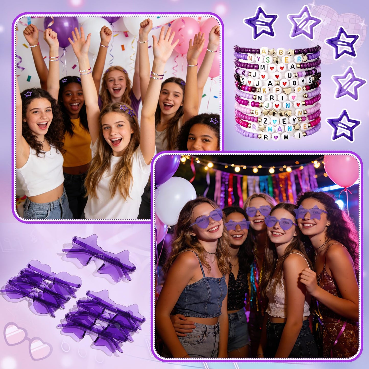 Vanblue 100 Pcs Kpop Party favors Popular Singer Party Friendship Gifts Set Birthday Decorations Supplies, Star Sunglasses Goodie Bag Stuffers Gift for Girl Women 80s Y2K Kpop Disco Fans
