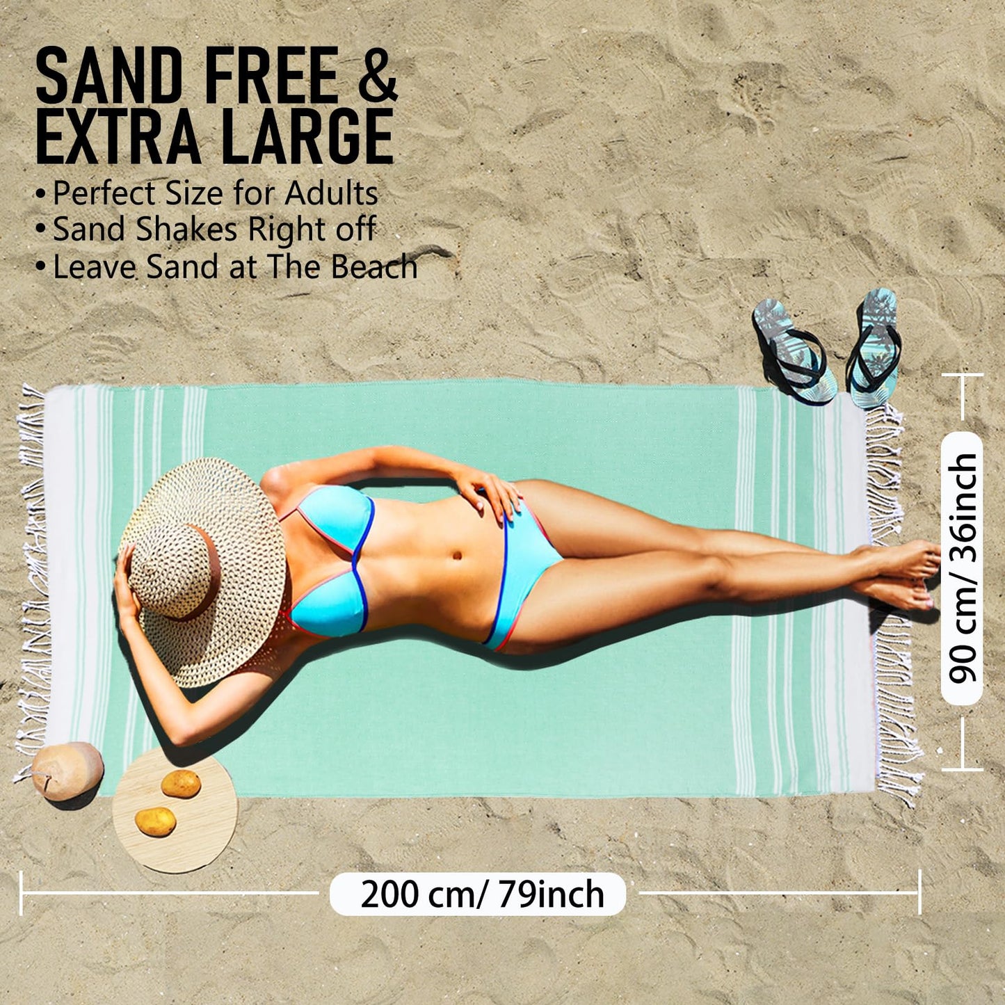 4 Pack Cotton Turkish Beach Towel Lightweight Thin Travel Vacation Essentials Oversized XL Towels Set for Pool Swim Bath Camping Cruise Accessories Absorbent Quick Dry Sand Free Bulk clearance Blanket
