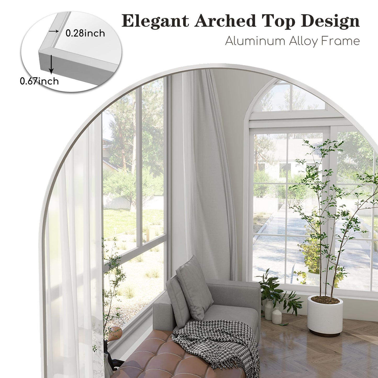Rowjut Floor Mirror Arched Full Length Mirrors, Mirror Full Length Standing Hanging or Leaning Against Wall, 59"x18" Large Full Body and Wall Mounted Mirror for Bedroom Living Room, Silver
