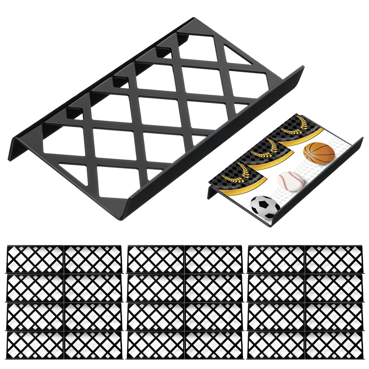 Yalikop 24 Pcs Trading Card Risers for Display Case Acrylic Modular Display Risers for Cardshow Vendor Sport Card Board Game (Hollow)