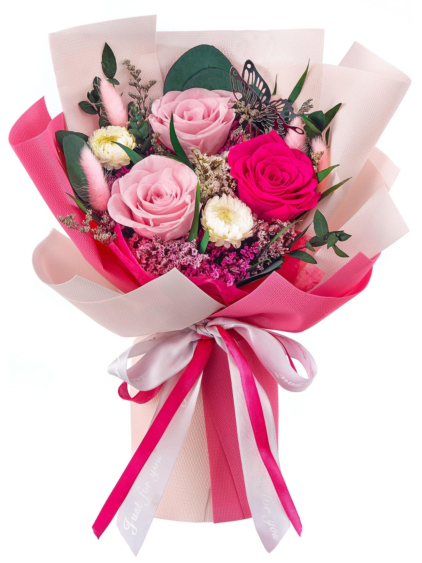 Polylove Flowers for Delivery Prime Forever Flowers Bouquet Preserved Roses Bouquet Flower Gift for Women Wife Mother Day Graduation Birthday (Hot Pink, Small)