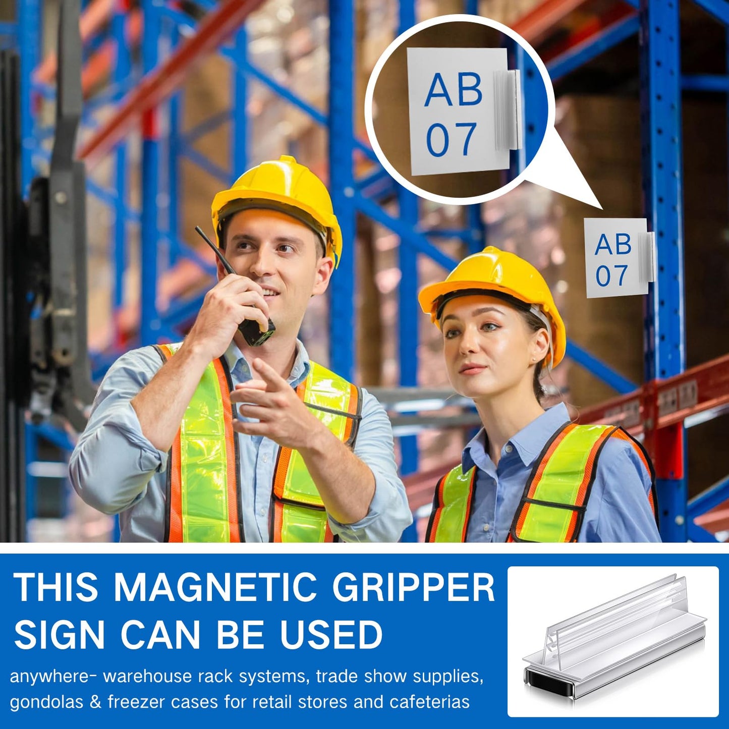 Thyle 24 Pack Magnetic Sign Holder Grip Holder, Powerful Magnet, 3" Length, 1" Width, 1" Total Height for Retail Wall Display Store Vendor Event Warehouse and Shop Supplies, Clear