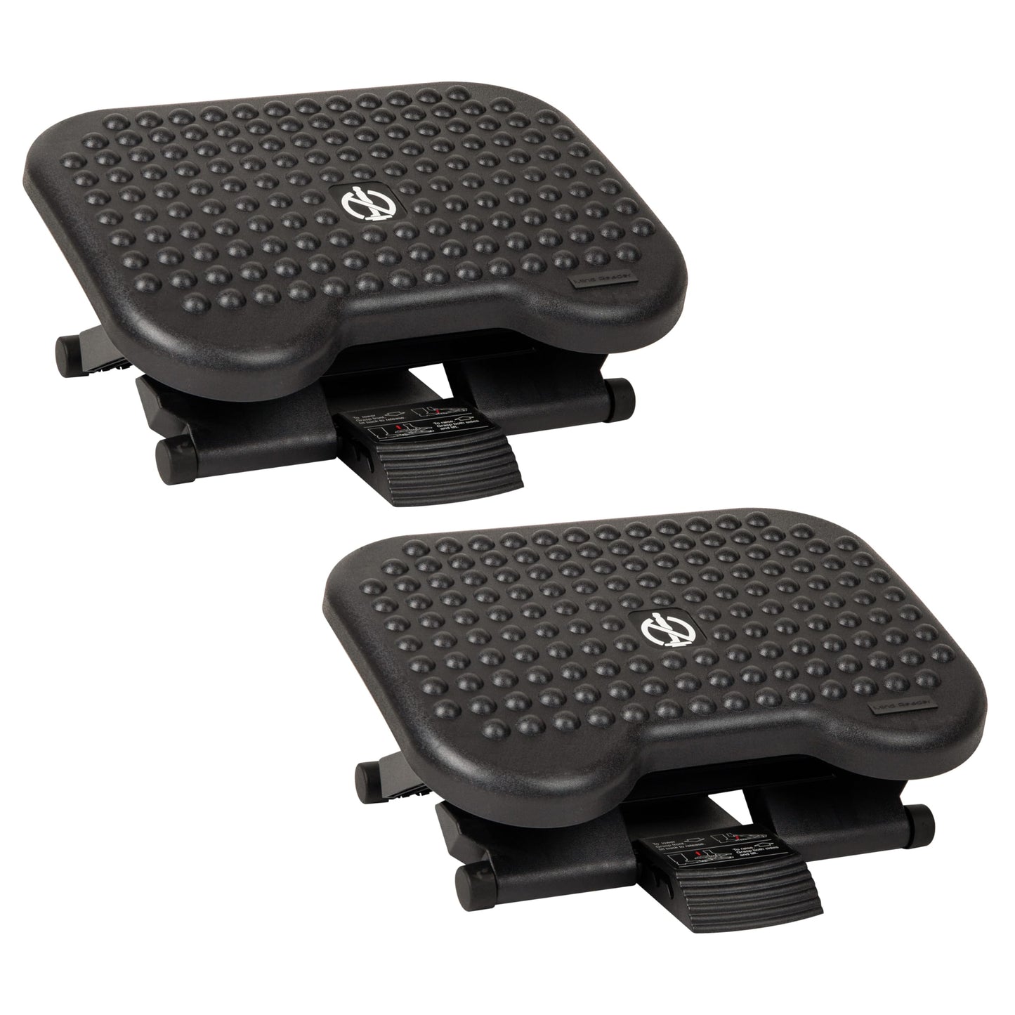 Mind Reader Foot Rest, Under Desk at Work, Ergonomic, Height Adjustable, Office, Plastic, 17" L x 13" W x 6.25" H, Set of 2, Black