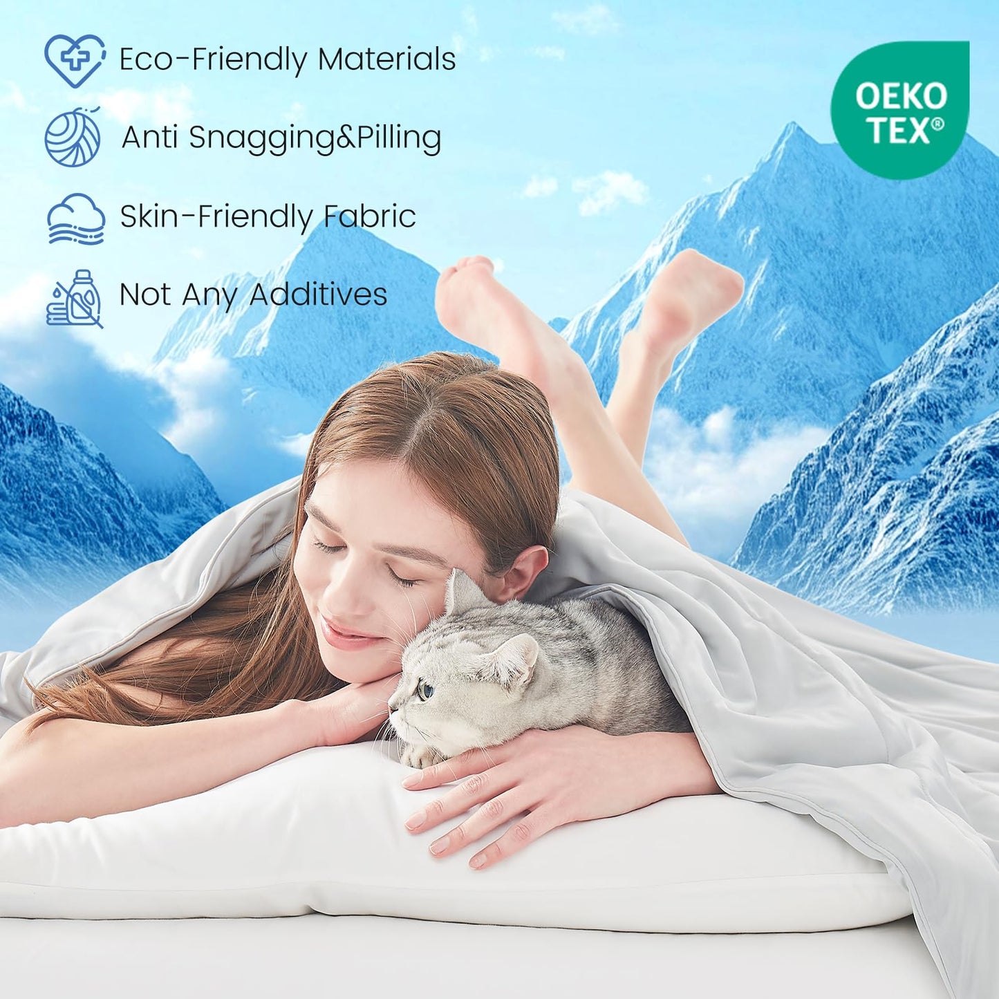 Topcee Cooling Comforter 60"x90"-Cooling Blanket Everlasting Cold Touch for Hot Sleepers-Q-max 0.35 Double-Sided Lightweight Design Summer Ice Blanket for Night Sweats-Grey Twin