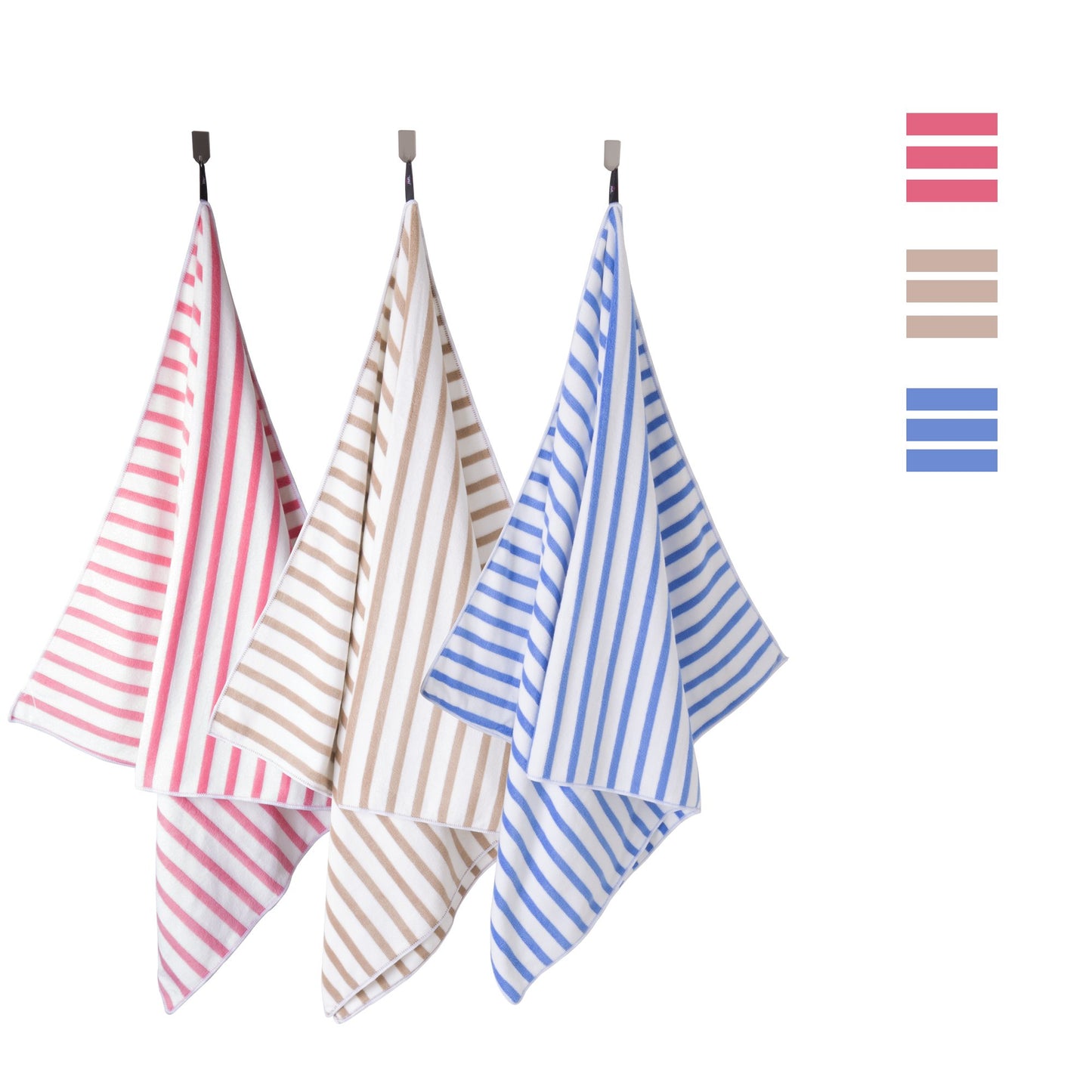 JML Microfiber Beach Towels, Large Bath Towel Set for Adult, 6 Pack, 27" x 55" - Cabana Stripe - Absorbent, Quick Dry for Pool, Bathroom, Sport, Yoga, Camping, Swimming, Dorm, Summer Party, Blue