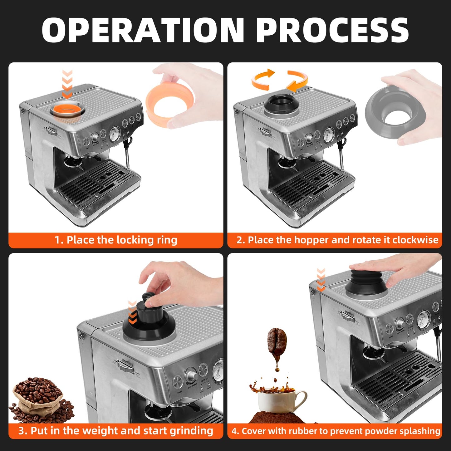 Single Dose Hopper for Breville, Single Dose Hopper with Silicone Bellows, Compatible with Breville Barista Express, Breville Barista Pro, Breville Barista Touch, and Impress
