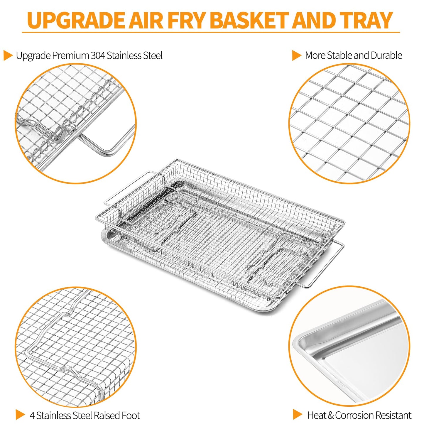 Upgraded Air Fryer Tray Replacement Parts for Samsung GE Oven Parts 304 Stainless Steel Air Fryer Basket NX-AA5000RS Air Fryer Rack 20.4 x 13.4 IN Air Fryer Tray Pan Samsung 30" Range Oven Rack