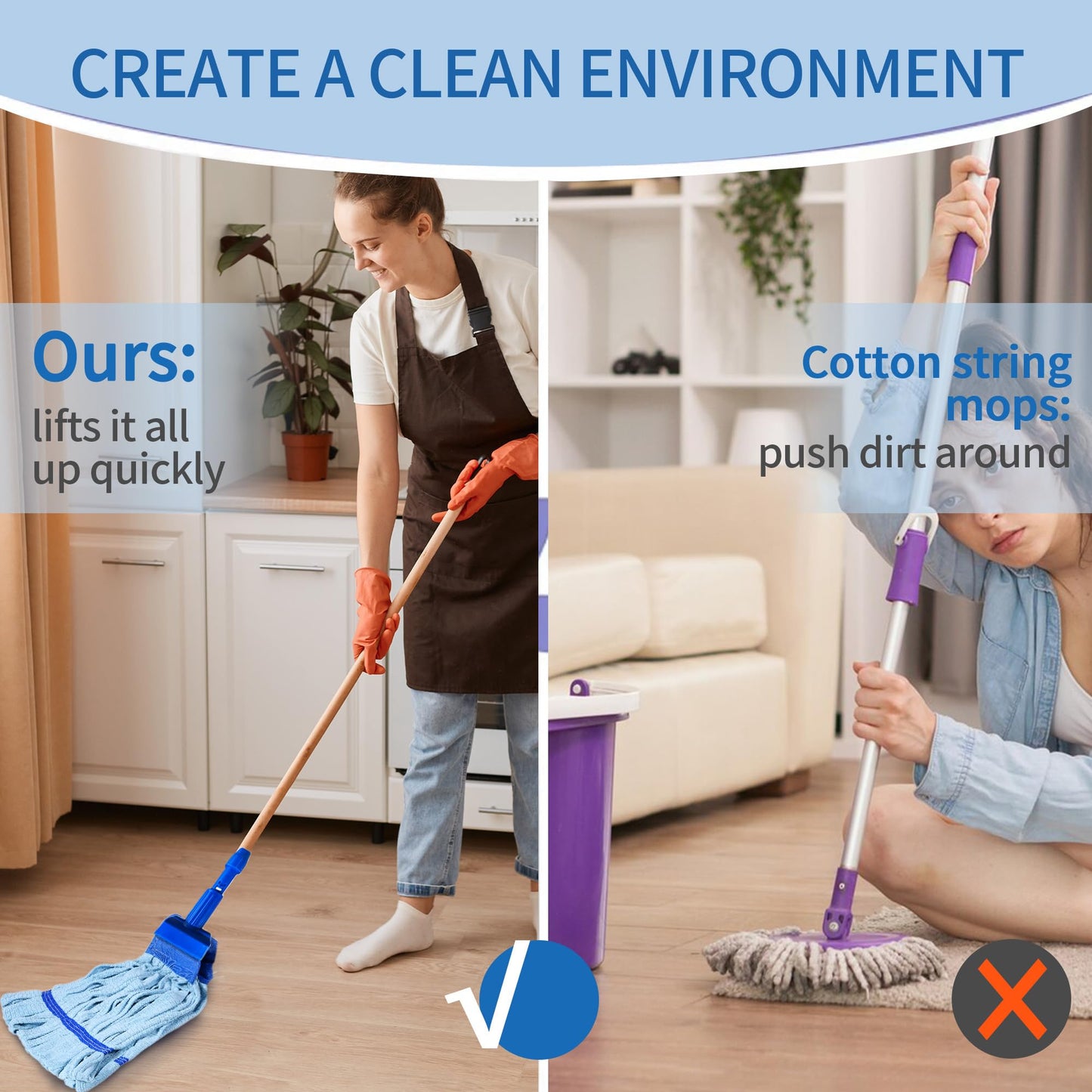 10 Pack - Large Microfiber Tube Mop 400GSM - Heavy Duty Industrial Wet Mop Head Refill,Commercial, Thick Fiber, Replacement Heads, Extra Absorbent